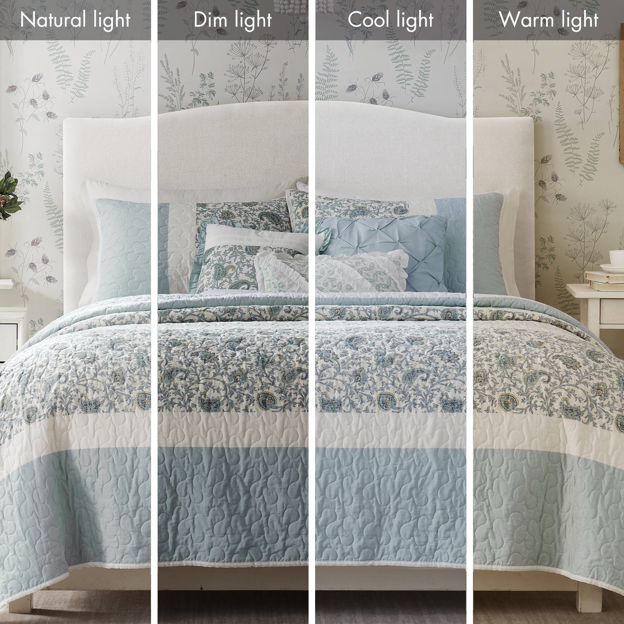 Dawn - 6 Piece Reversible Coverlet Set - Blue