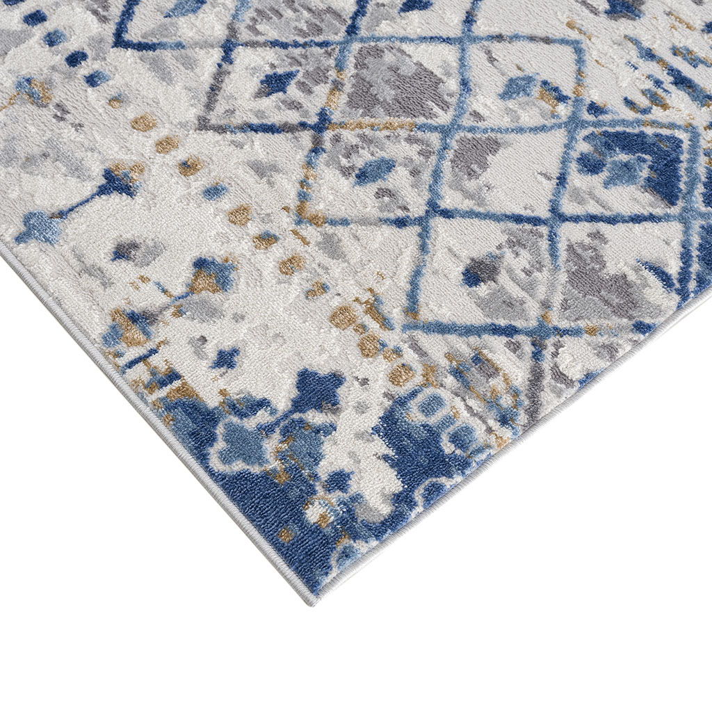 Hannah - 7' X 9' Moroccan Global Woven Area Rug - Blue / Cream