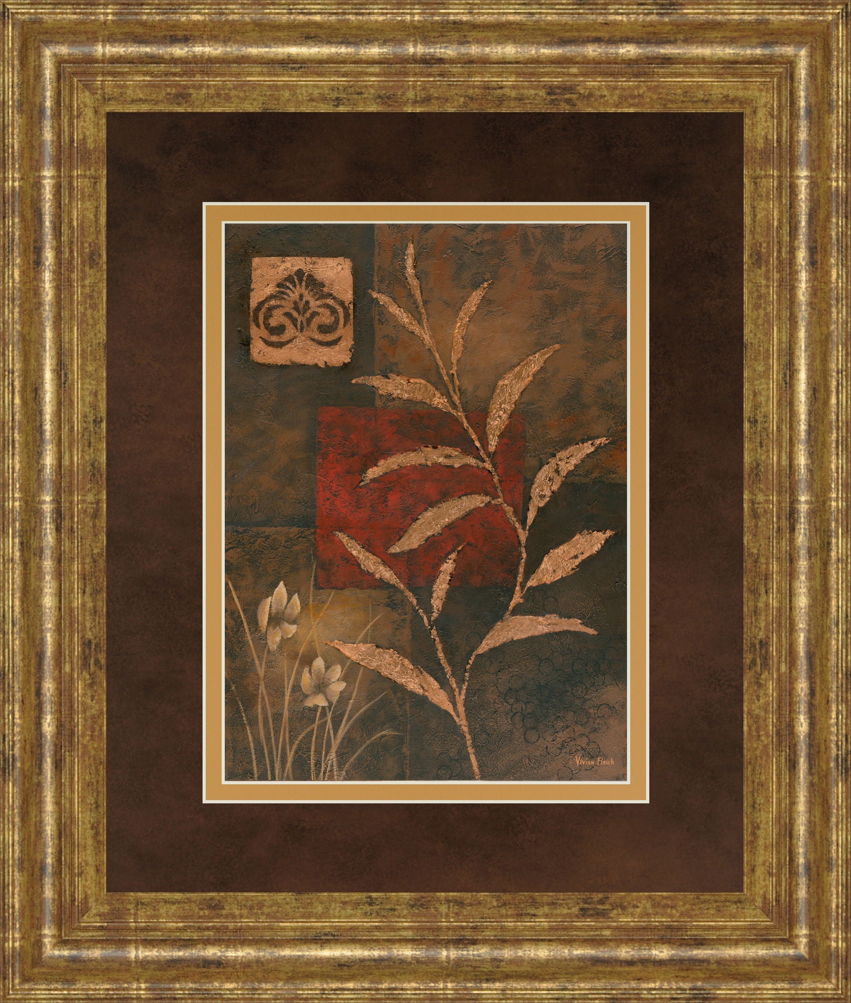 Copper Rhythm Il By Vivian Flasch - Framed Print Wall Art - Light Brown