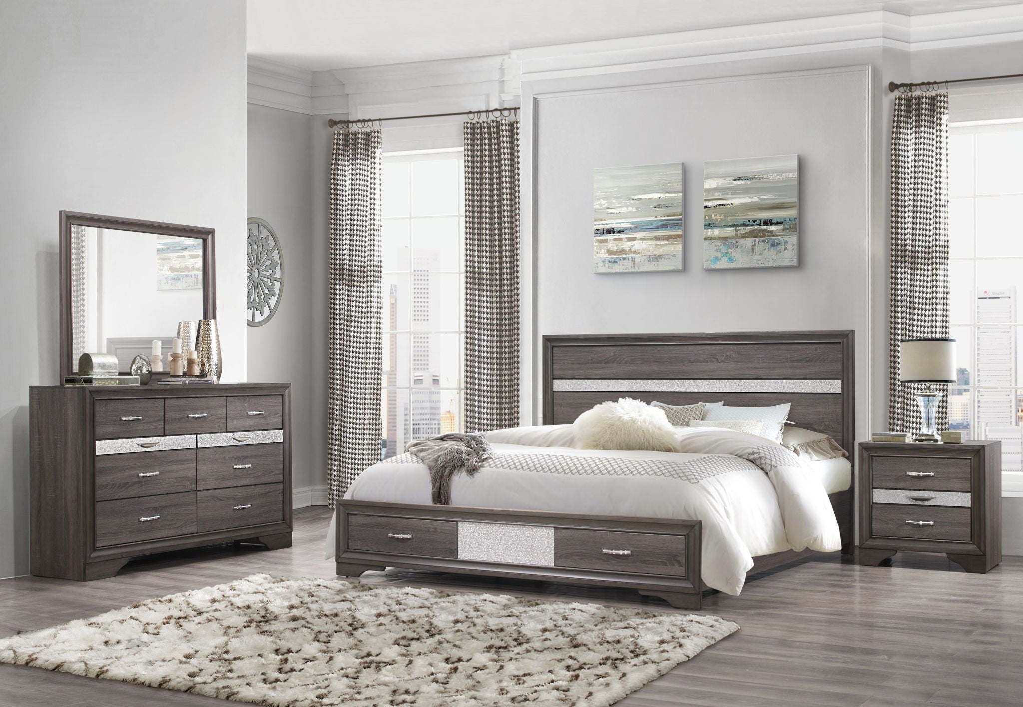 Seville - Queen Bed Headboard And Footboard - Gray
