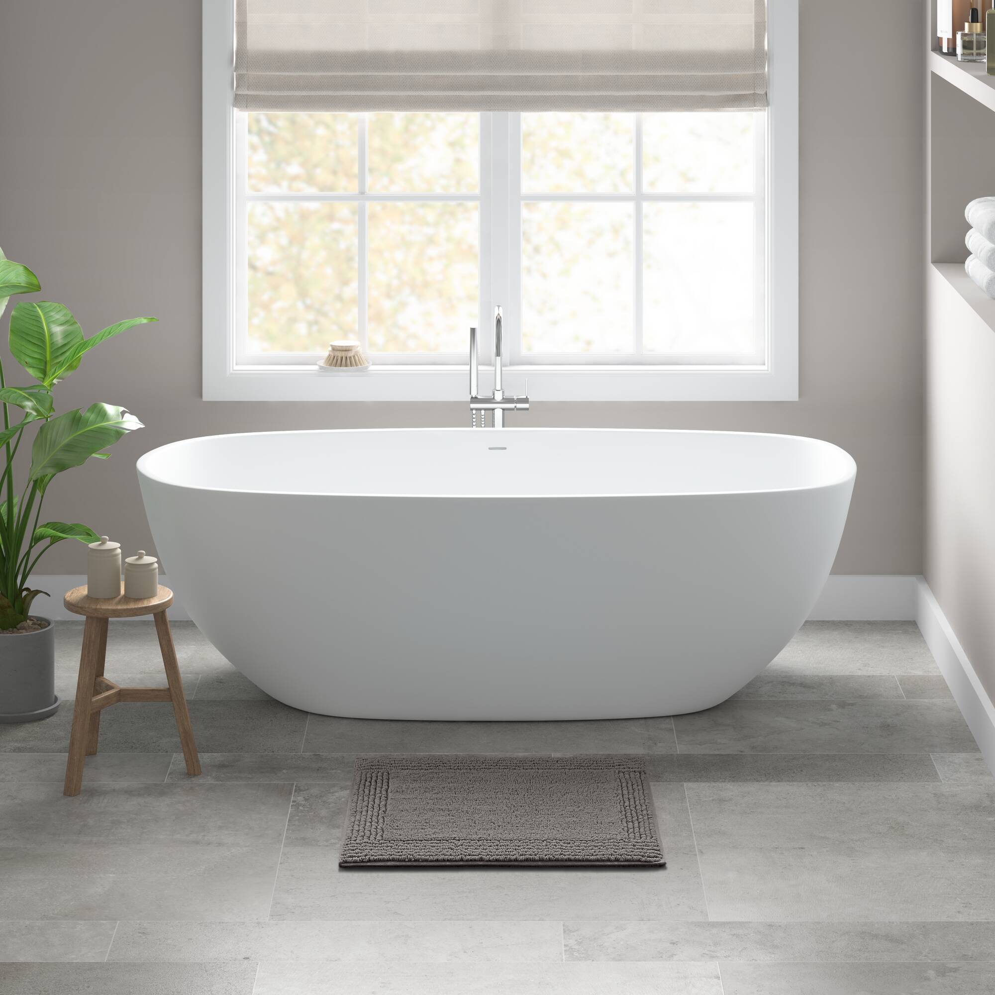Splendor - 17" x 24" Tufted Reversible Bath Rug - Charcoal