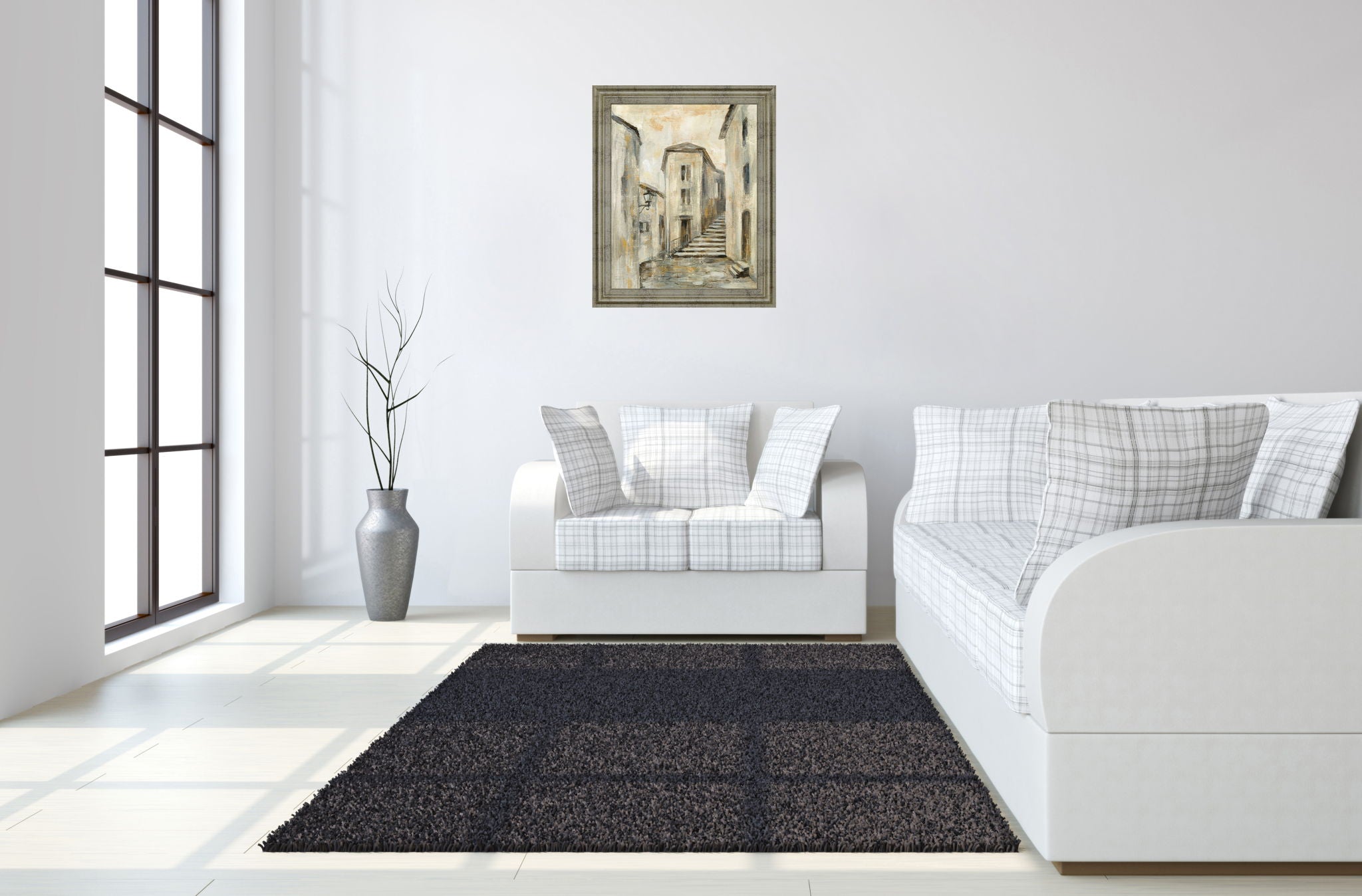 Golden Alleyway - 28" x 34" Framed Wall Art - Beige