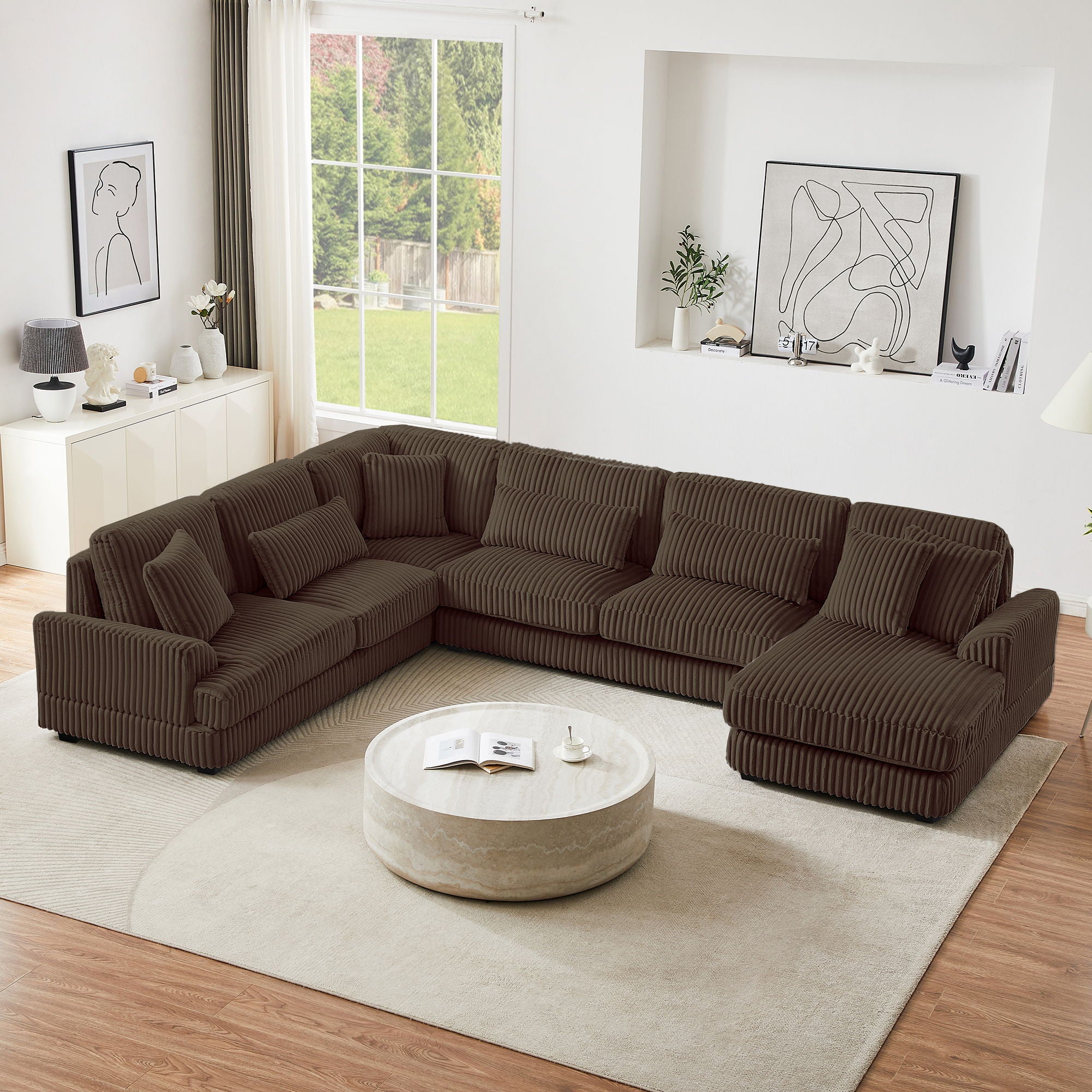 Oversized Sectional Sofa U - Shaped Sofa Couch Modern Sofa Upholstered In Soft With A Chaise Lounge For Living Room