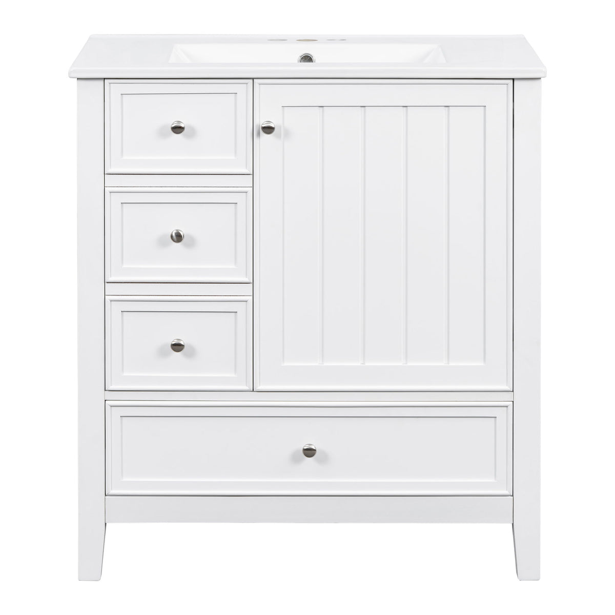 Modern Bathroom Vanity With Sink, 1 Cabinet & 3 Drawers