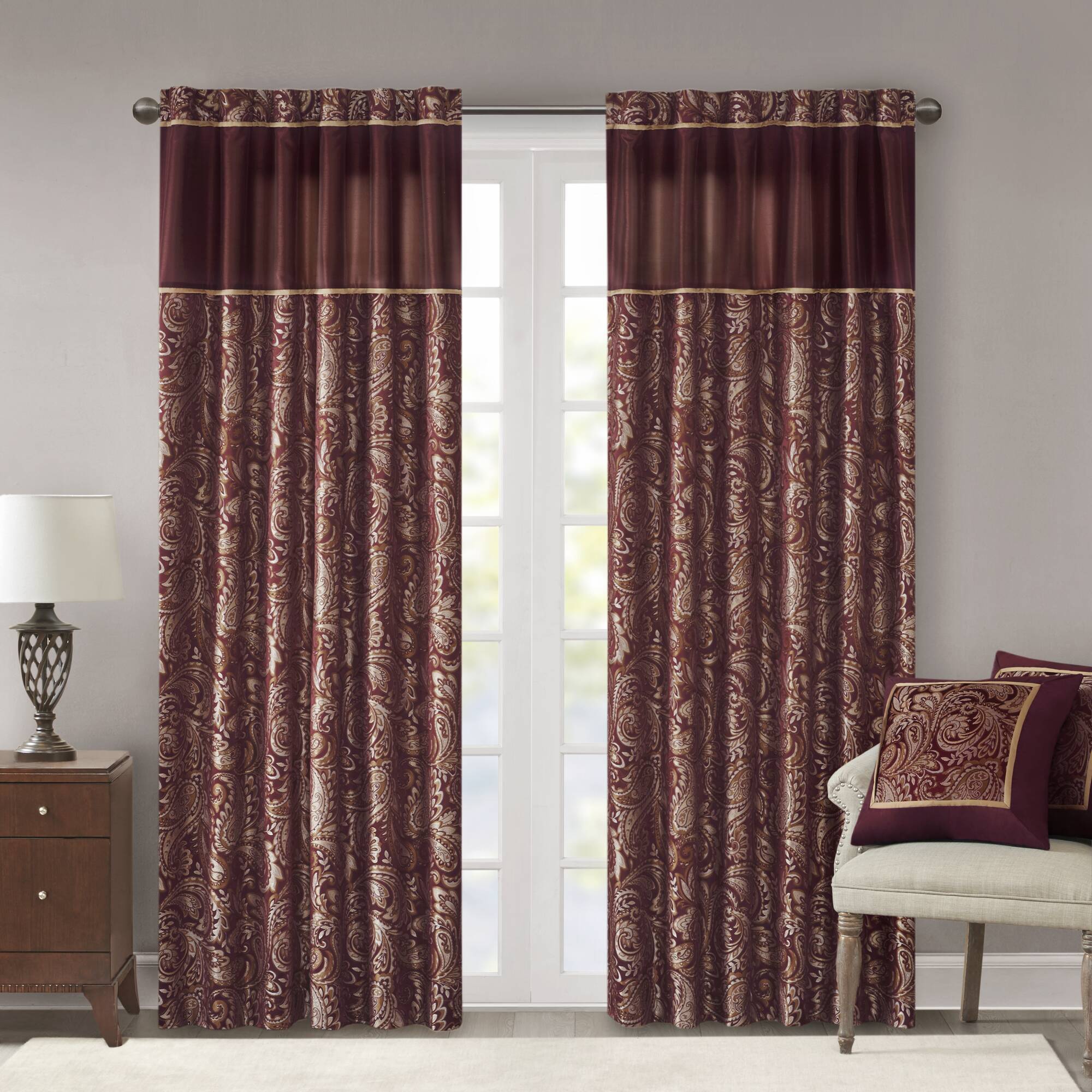 Aubrey - 108" Panel Pair - Burgundy