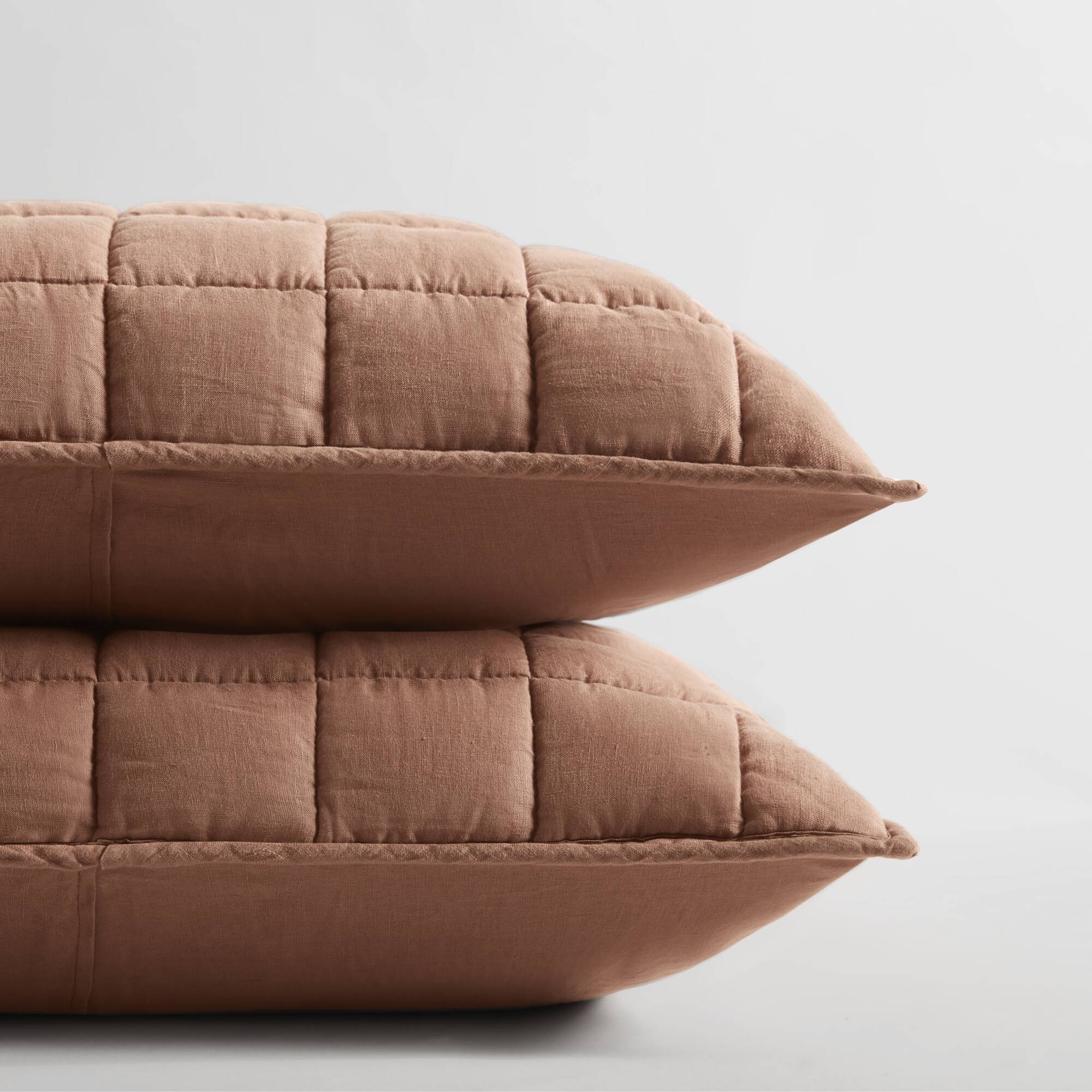 French Flax - Full/Queen Linen Garment Washed Quilt Set - Clay