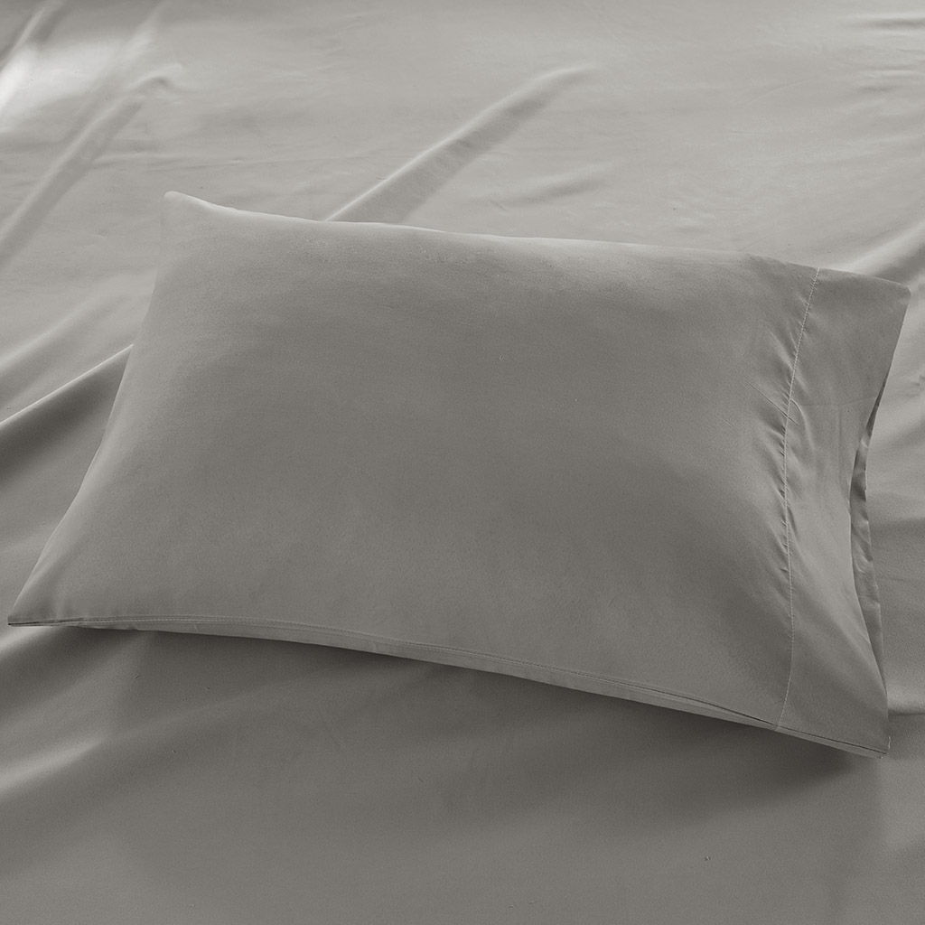 3M Microcell - Twin Long Luxurious Brushed Microfiber Deep Pocket Sheet Set - Gray