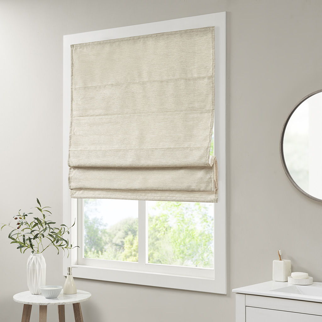 Como - Printed Room Darkening Cordless Roman Shade - Ivory