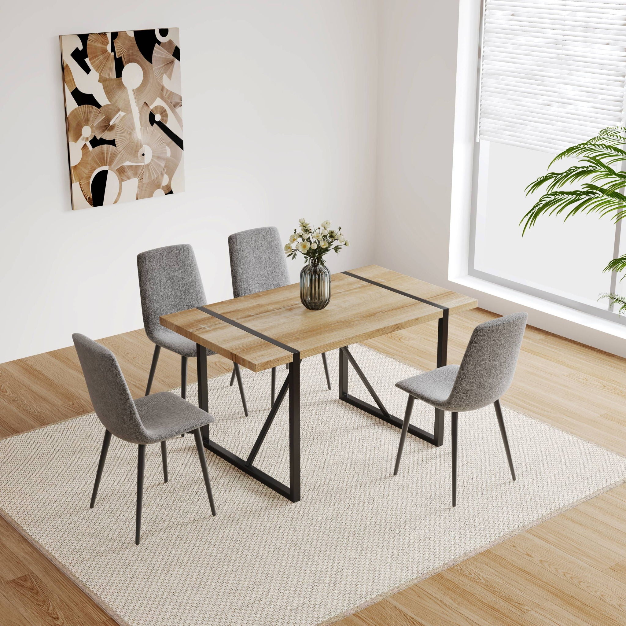 Modern Upholstered Dining Chairs With Cushion Seat And Sturdy Legs (Set of 4)