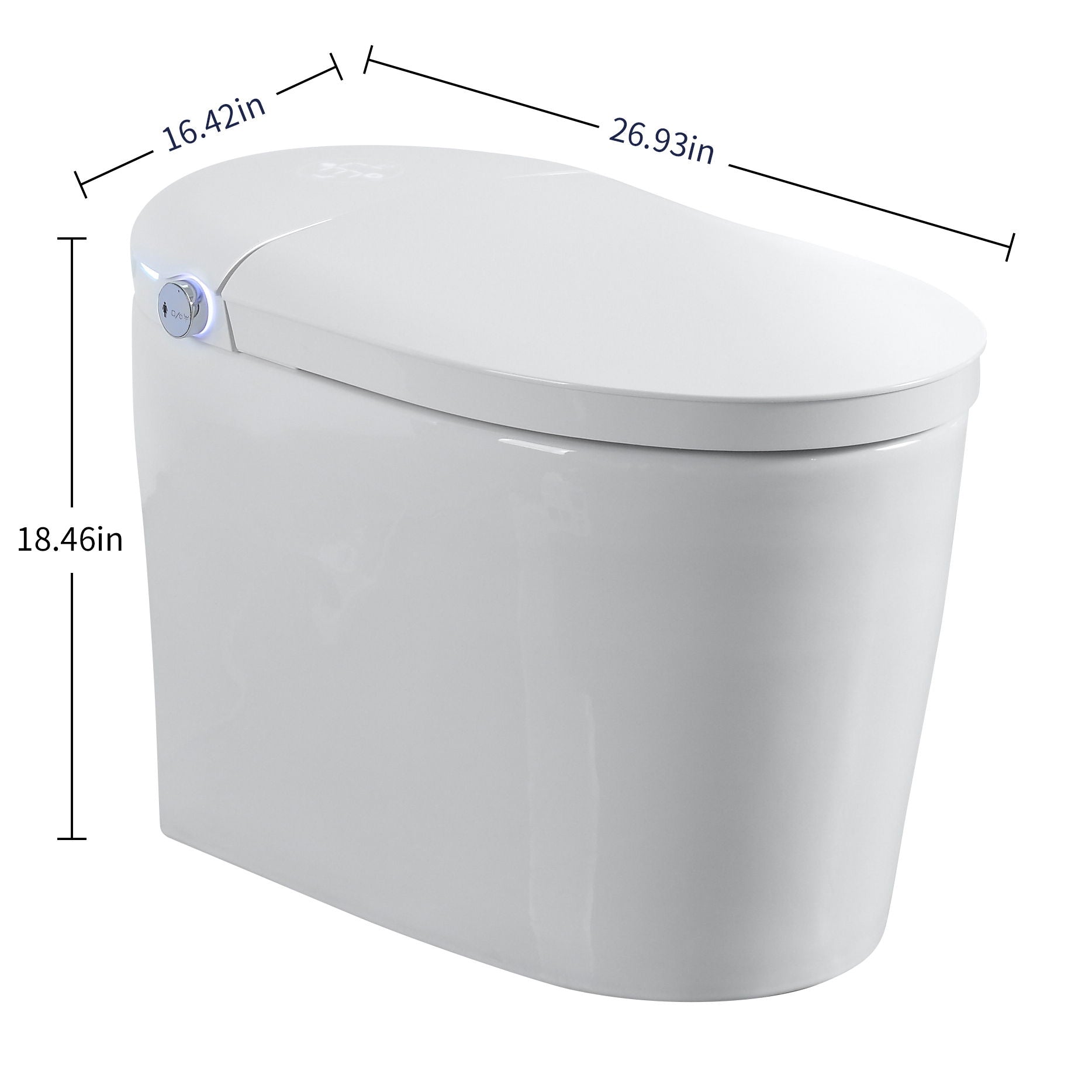 Tankless Smart Toilet With Bidet Built In, 1 Piece, Auto Flush, Auto Open / Close, Heated Seat, Bubble Wash, Warm Water And Dry, Adjustable Temp, Remote Control Side Know - White