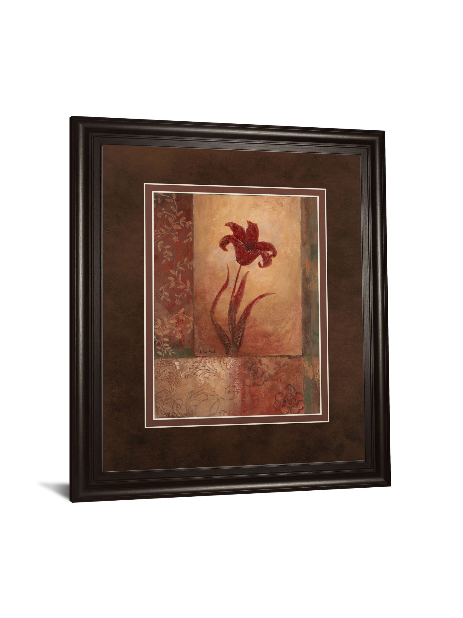 Lily Silhouette By Vivian Flasch - Framed Print Wall Art - Light Brown