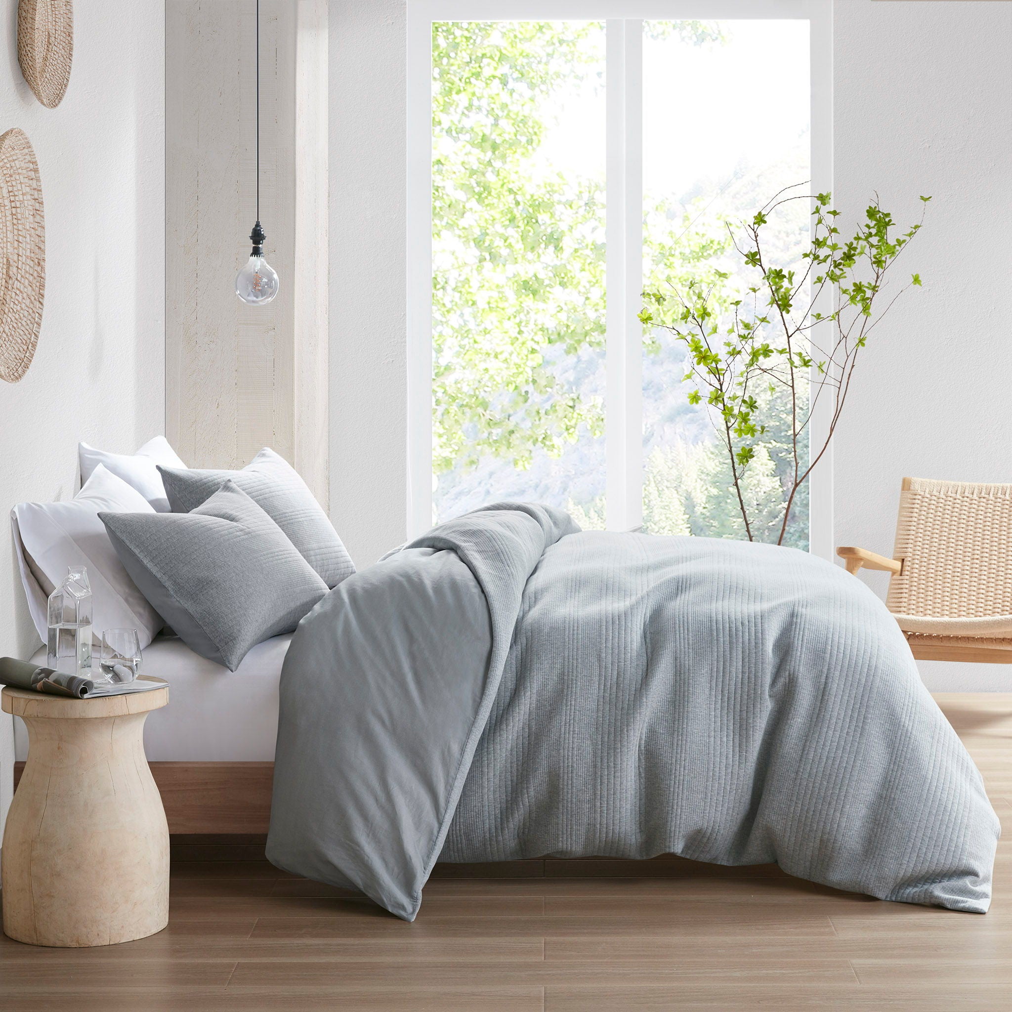 Ellis - 3 Piece Full Duvet Set - Heathered Gray