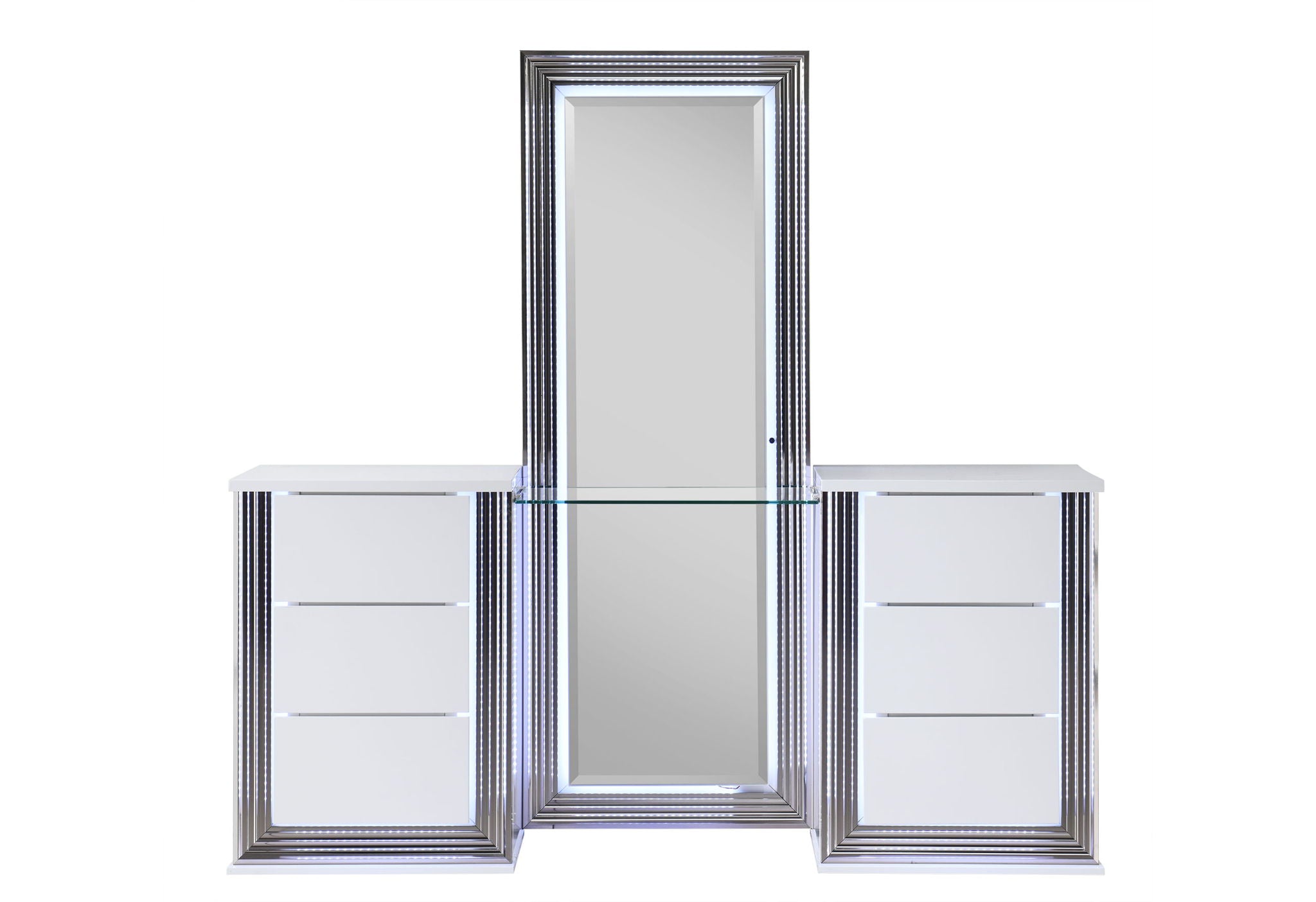 Ylime - RAF Vanity Dresser With LED - Smooth White