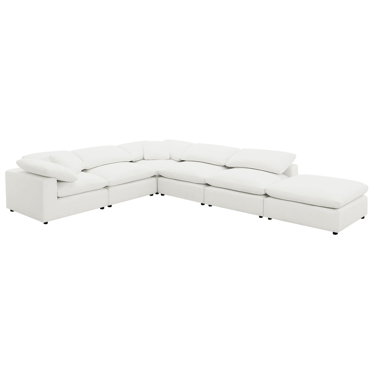 Segoura - 6 Piece Upholstered Modular Sectional With Ottoman - Ivory