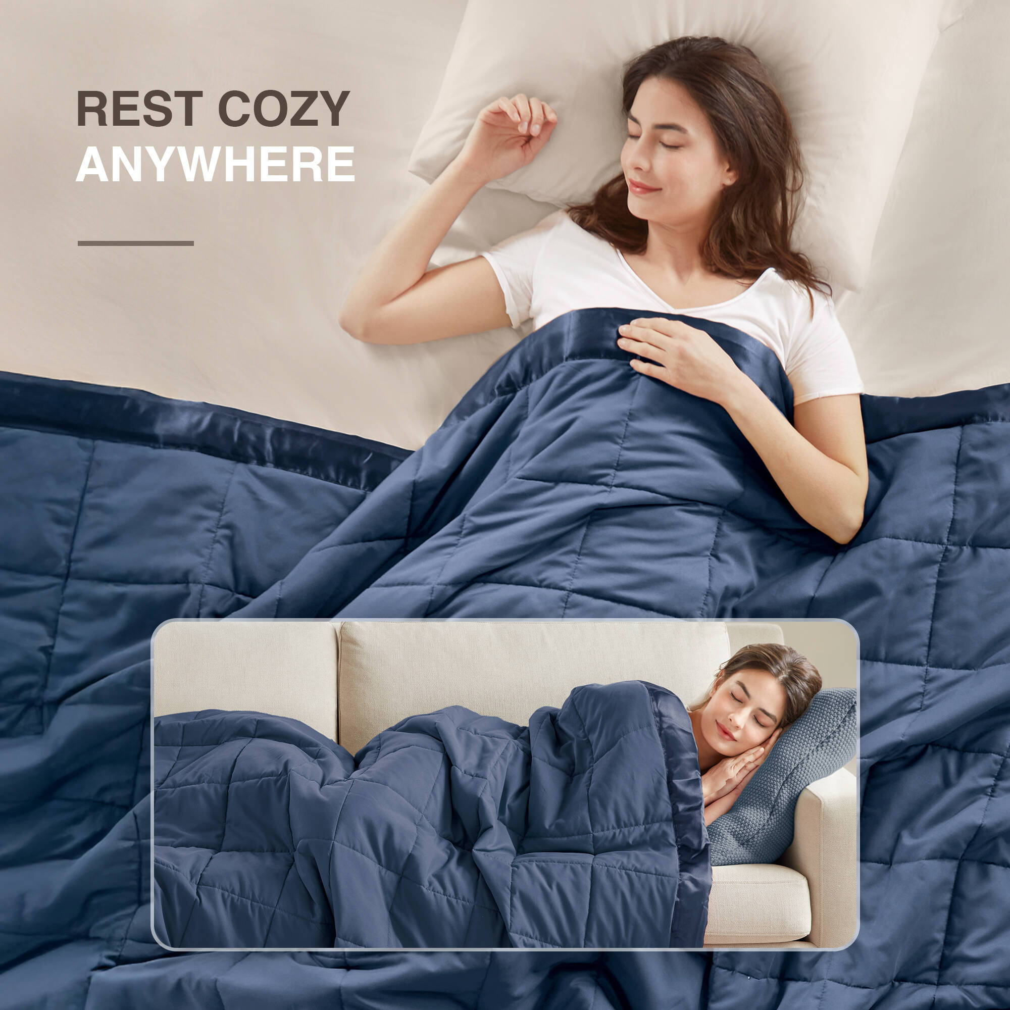 Windom - All Season Hypoallergenic Twin Blanket With 3M Scotchgard - Navy