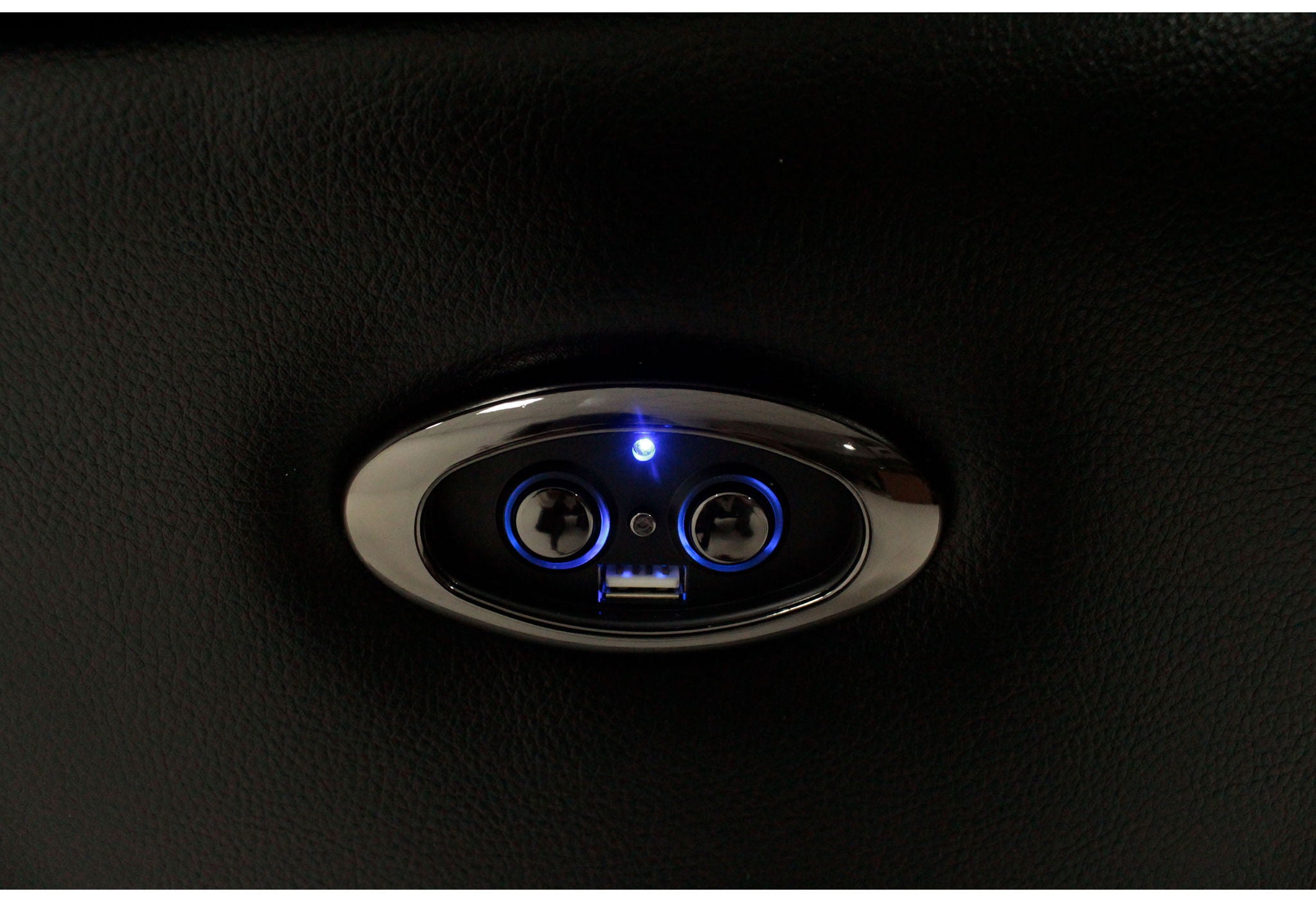 Um02 - Sectional PU RAF Power Console Reclining Loveseat With LED - Black