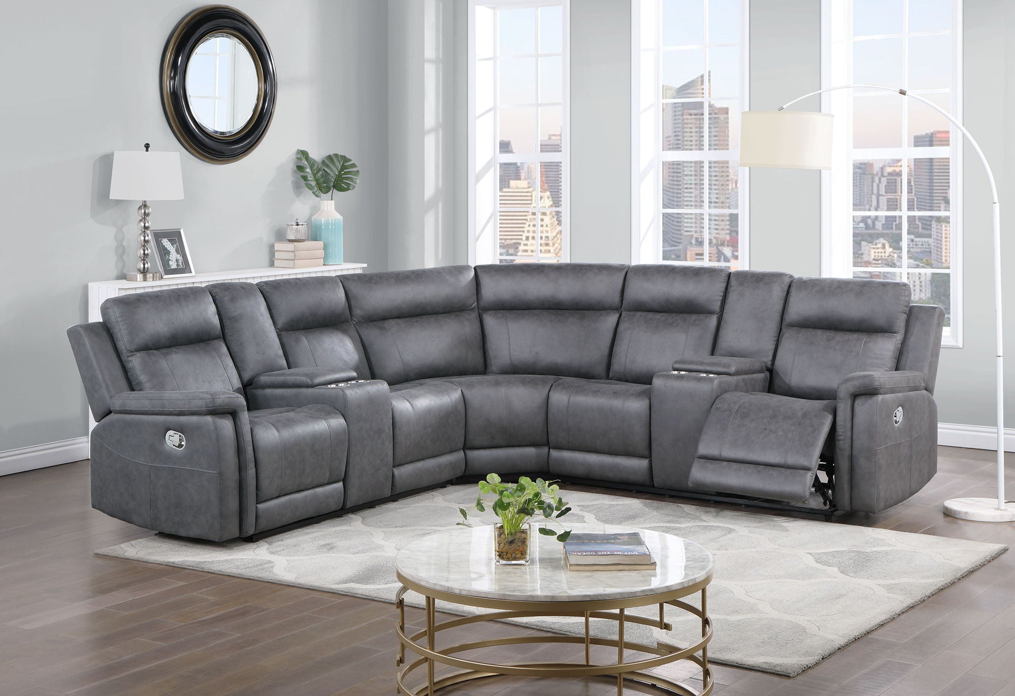 U1797 - Left Arm Facing Console Reclining Loveseat - Greige