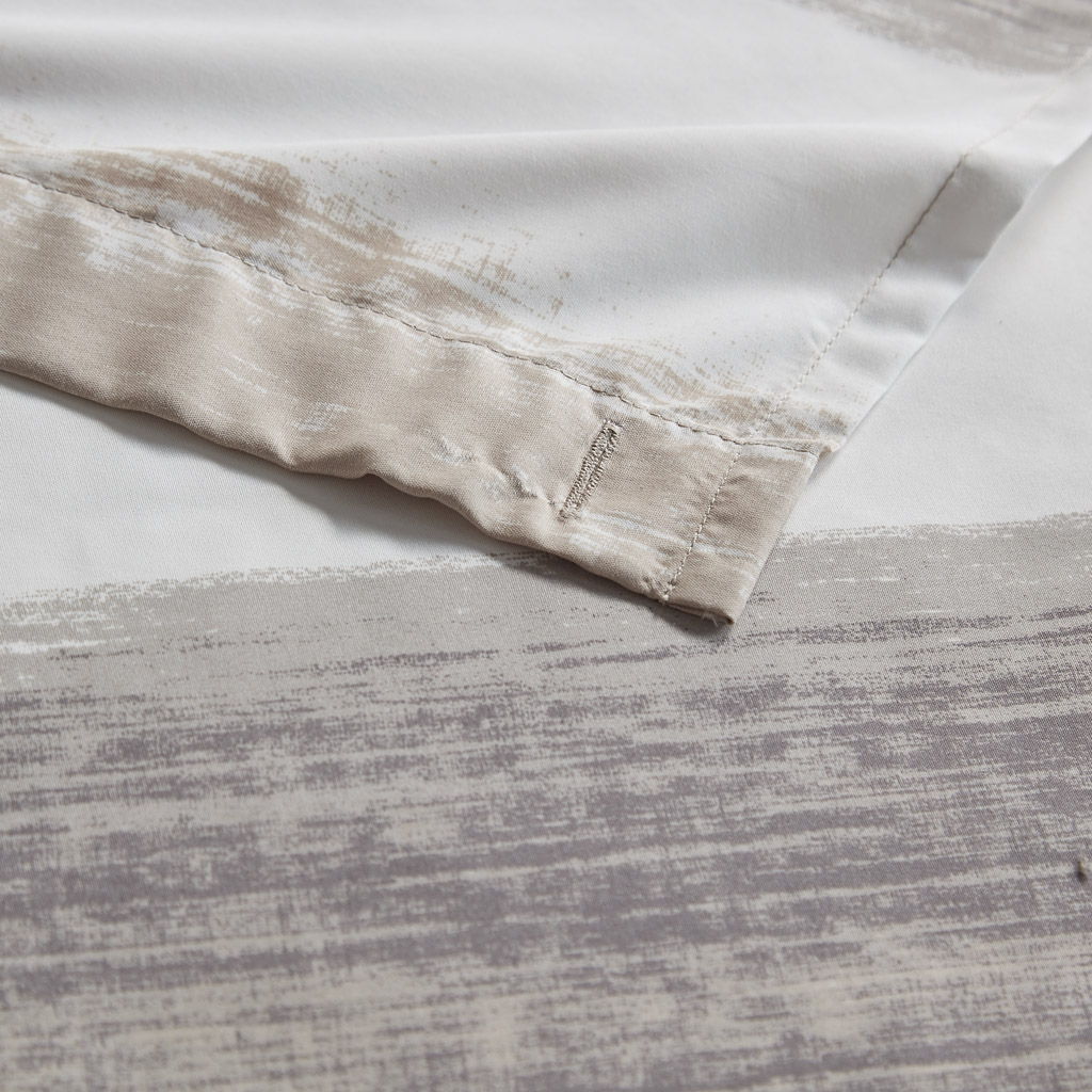 Saben - Stripe Print Shower Curtain - Taupe / Black