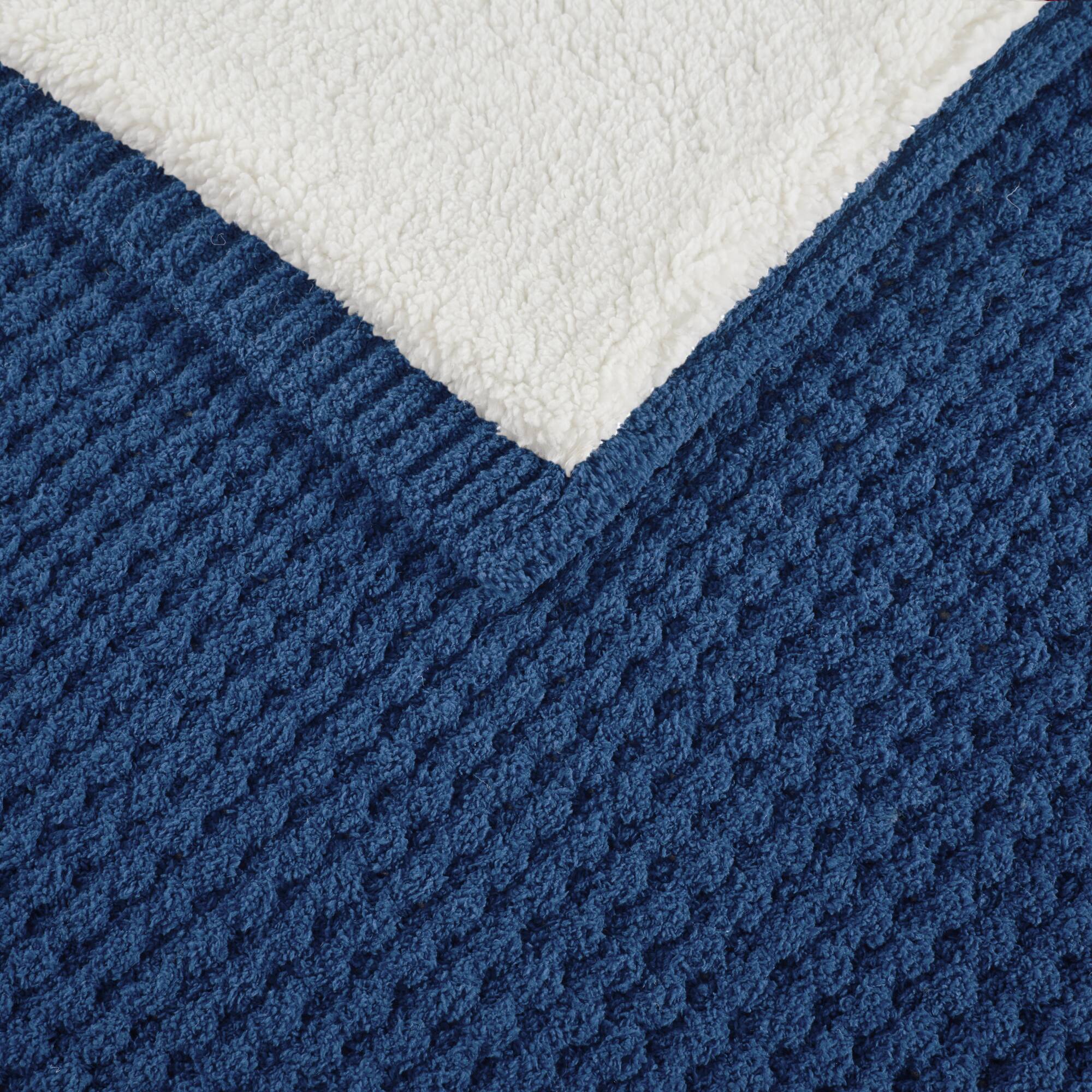 Rowan - Waffle Knit Chenille Throw - Navy Blue