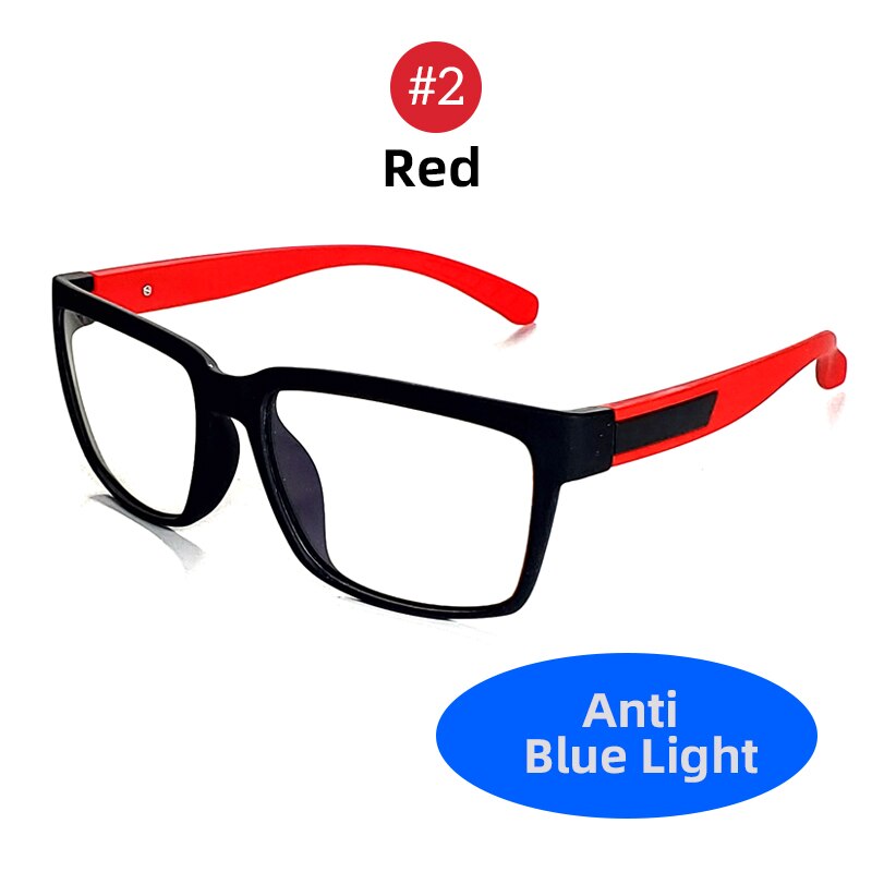 Retro Matte TR90 Anti Blue Light Glasses Men Office Computer Blocking Blue Women Square Eyeglasses Light Red Frame