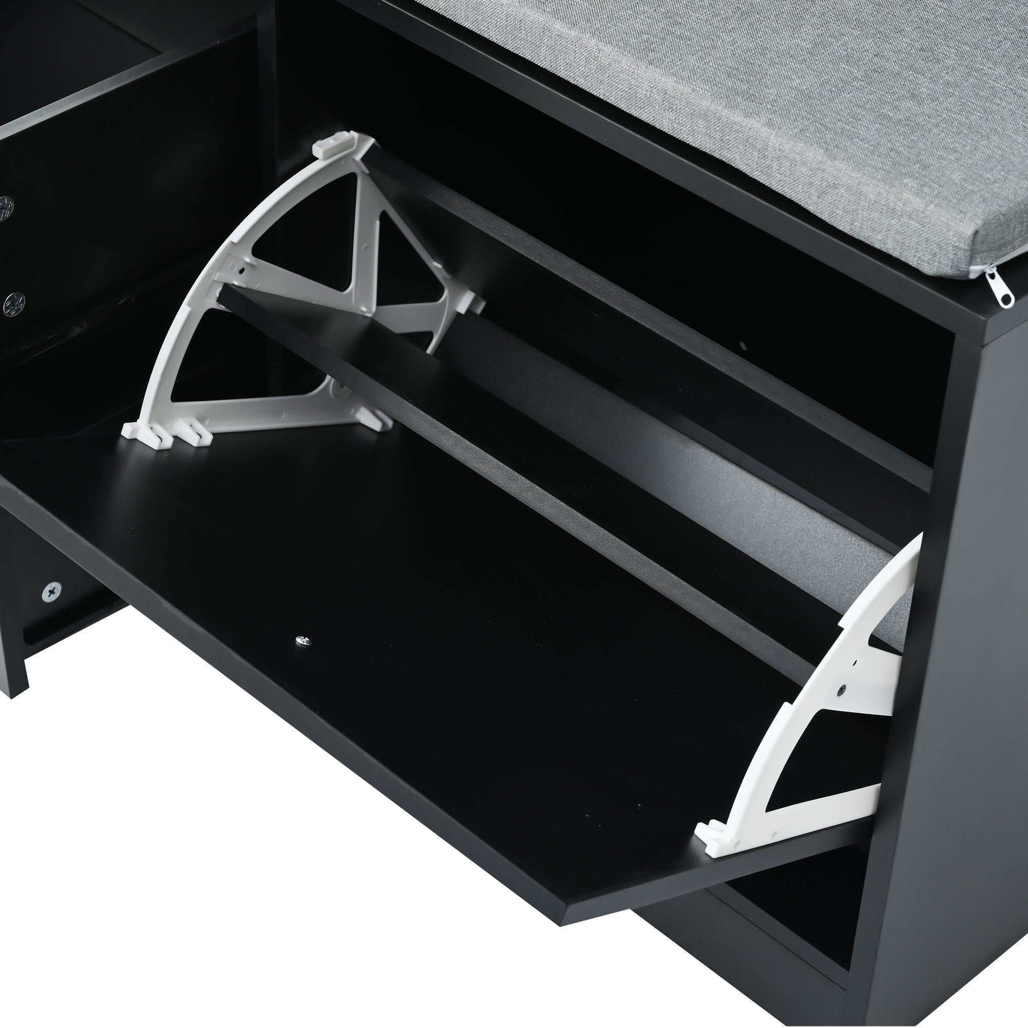 5 In 1 Entryway Bench With Coat Rack, Cushion And 4 Sturdy Hooks, Shoe Storage Bench