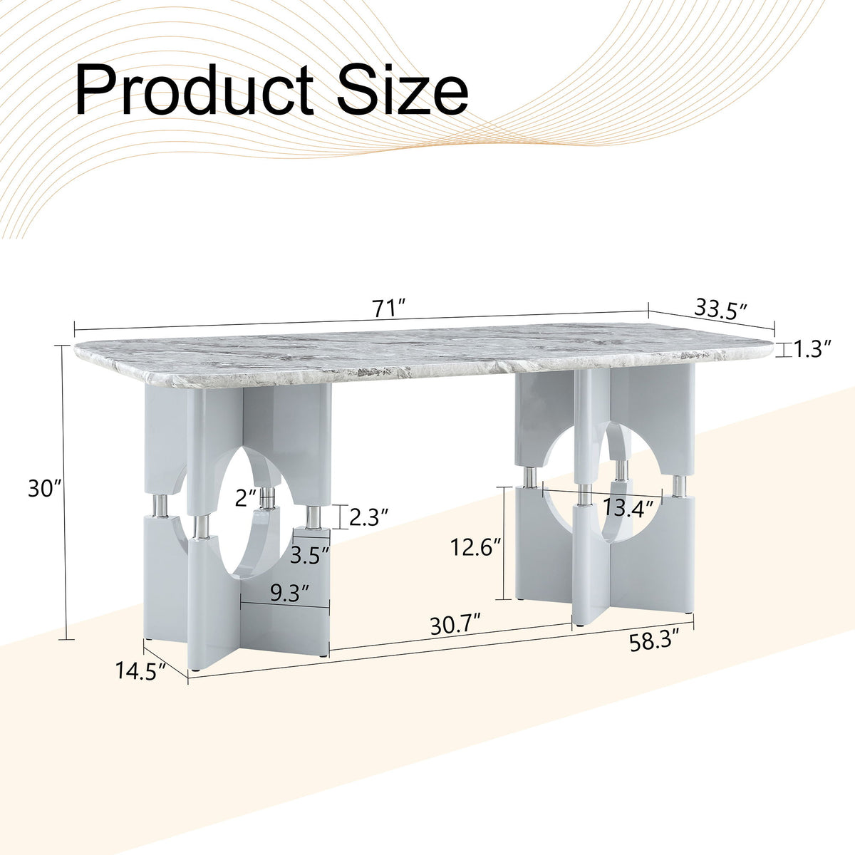 Modern Dining Table With Sleek Hollow-Out Frame And Accents