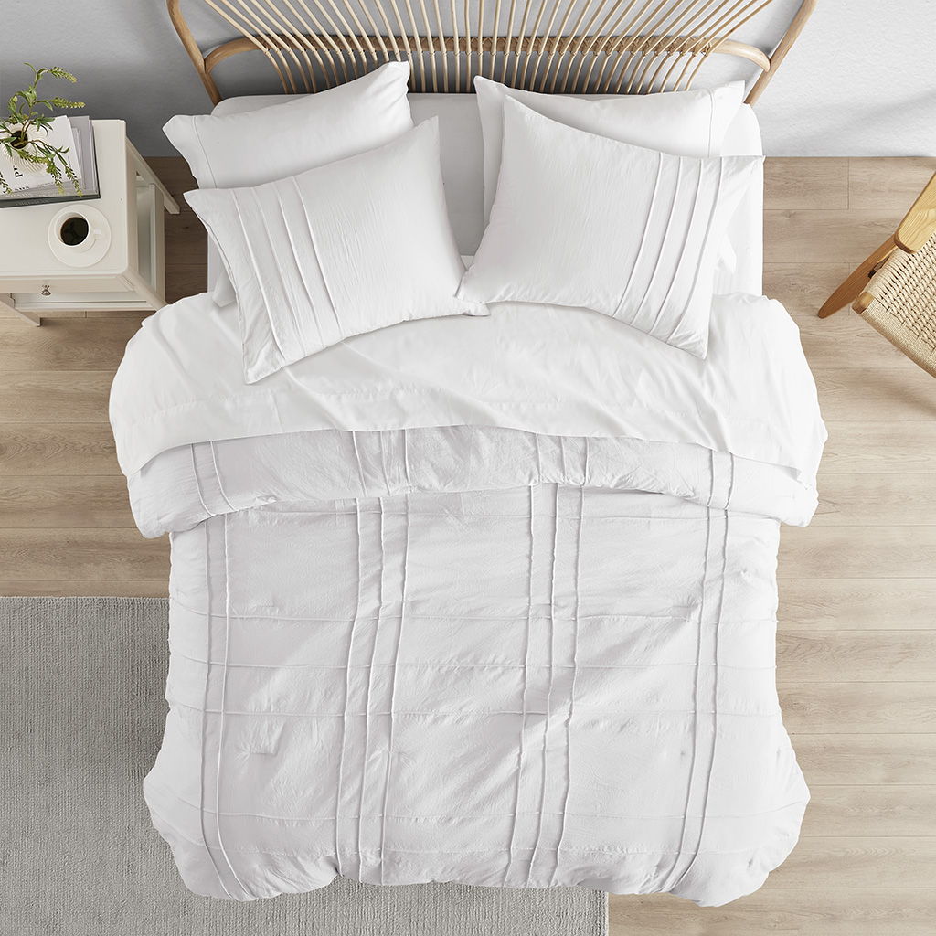 Porter - King Soft Washed Pleated Duvet Cover Set - White