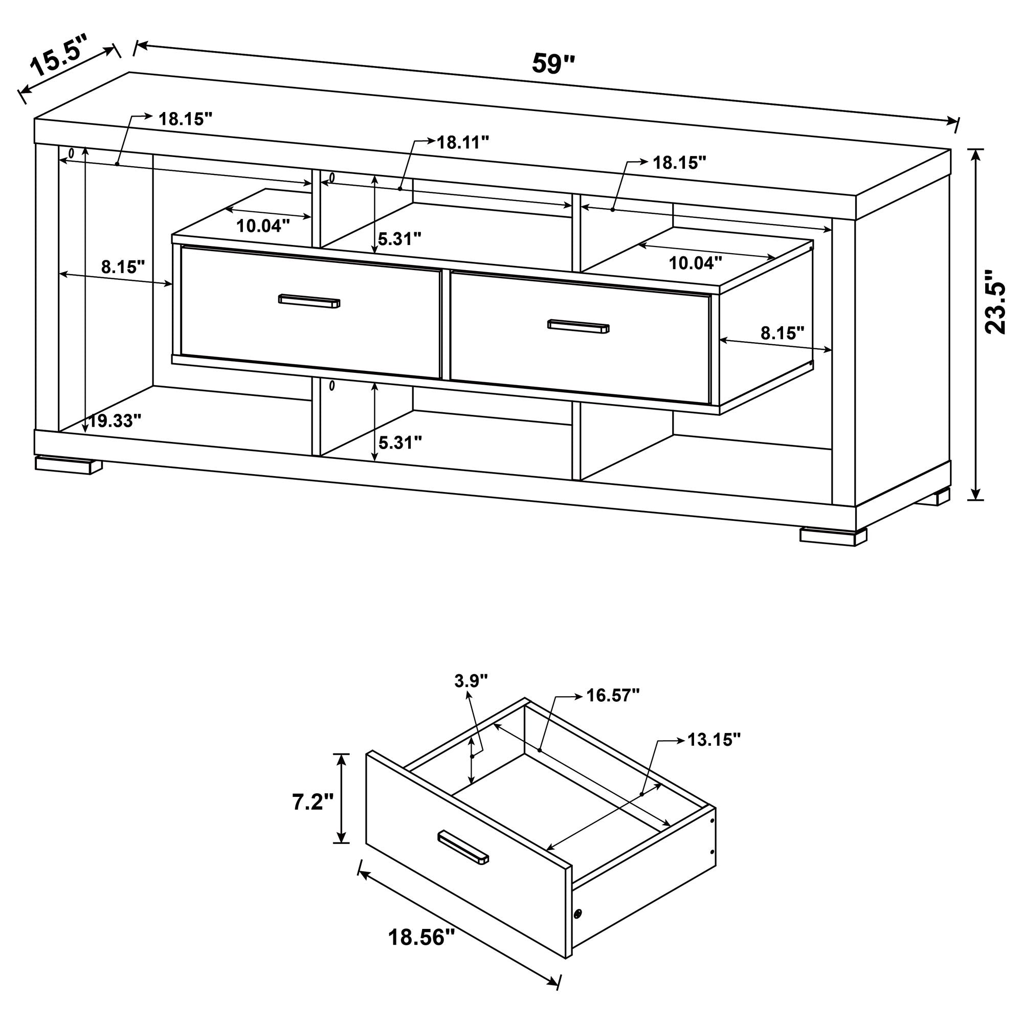 Ozawa - 2 Drawer TV Stand - White