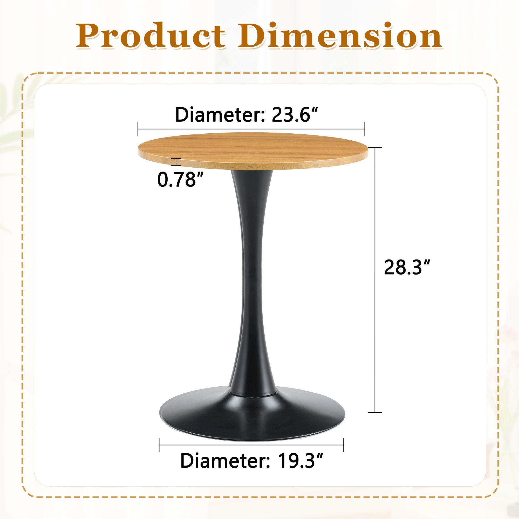 Round Dining Table With Faux Wood Top And Metal Pedestal, 23.6" Circle Table For Kitchen, Living Room, Small Spaces