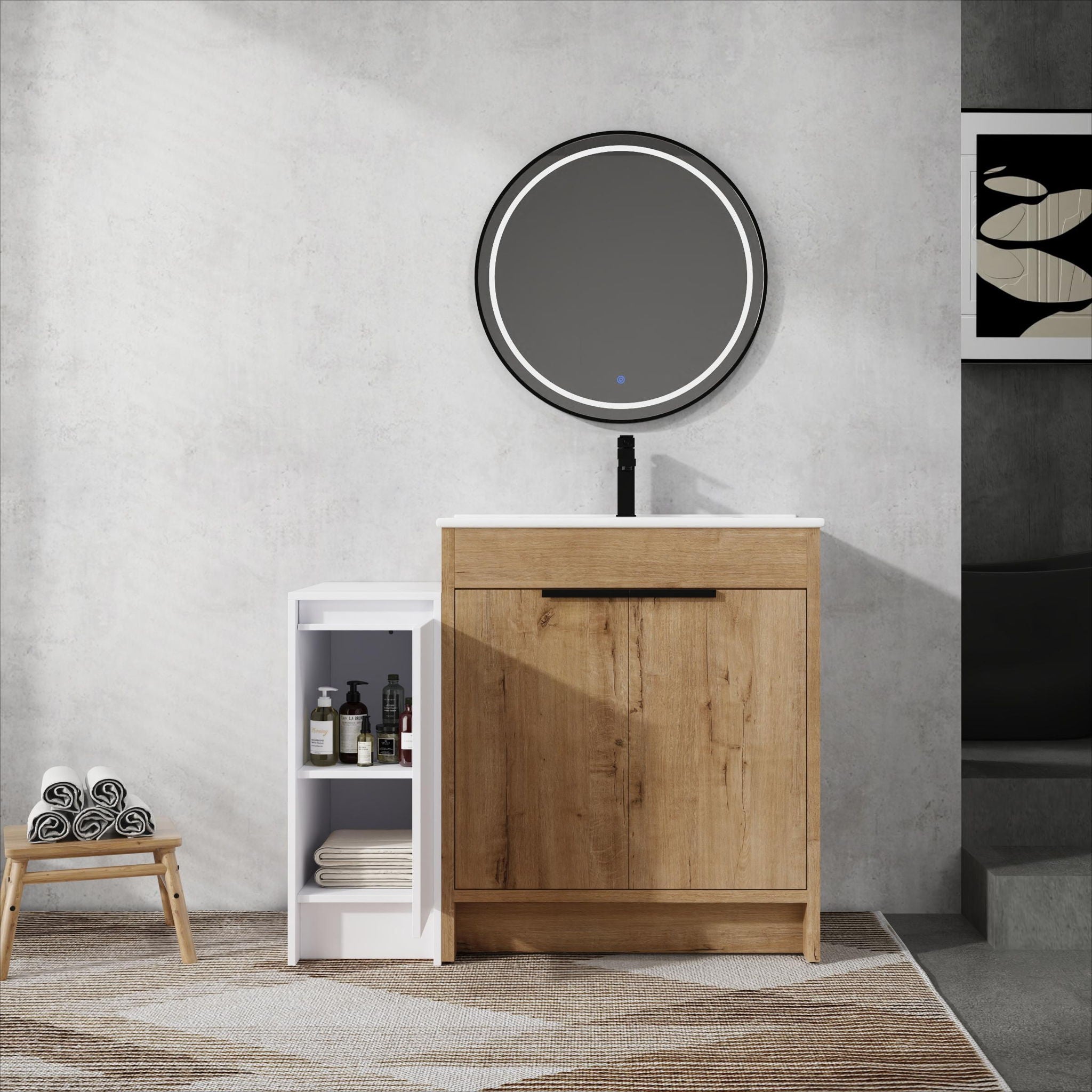 Freestanding Bathroom Vanity With Sink And Storage Cabinets, Soft Closing Doors
