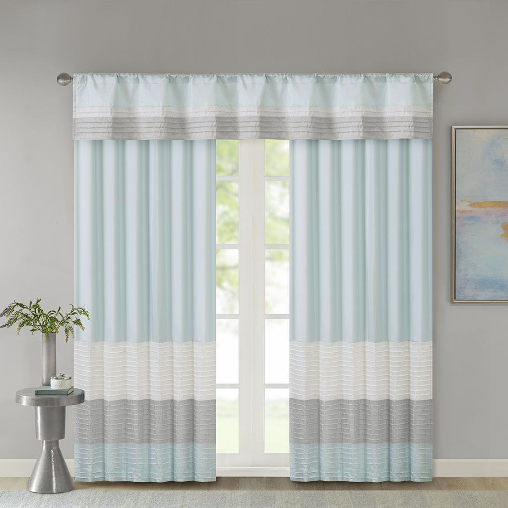 Amherst - Polyoni Pintuck Window Panel - Aqua