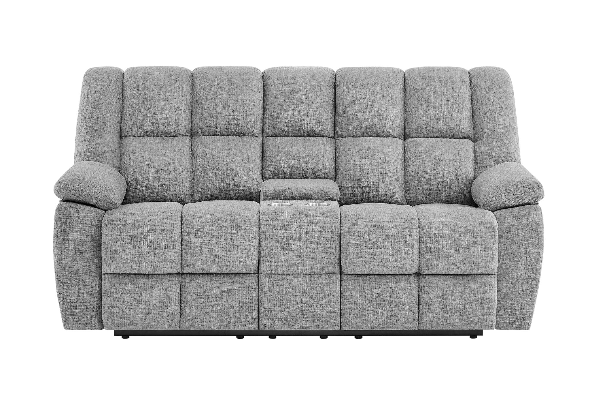 U6000 - 3 Piece Living Room Set (Reclining Sofa / Reclining Console Loveseat / Glider Recliner) - Smoke