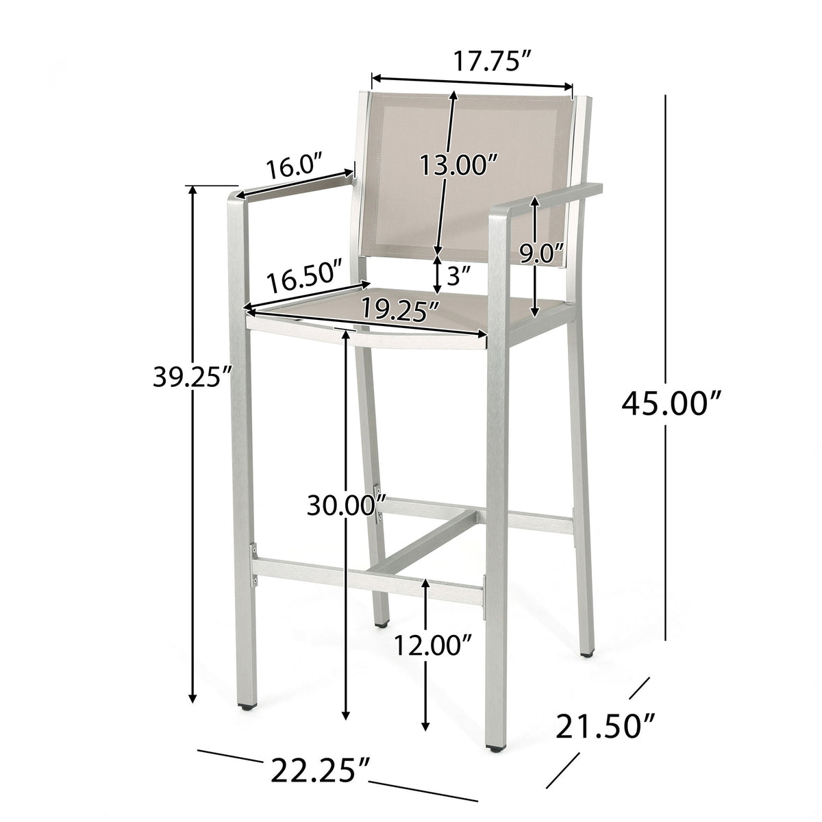 Outdoor Rust Proof Aluminum Barstools (Set of 2)