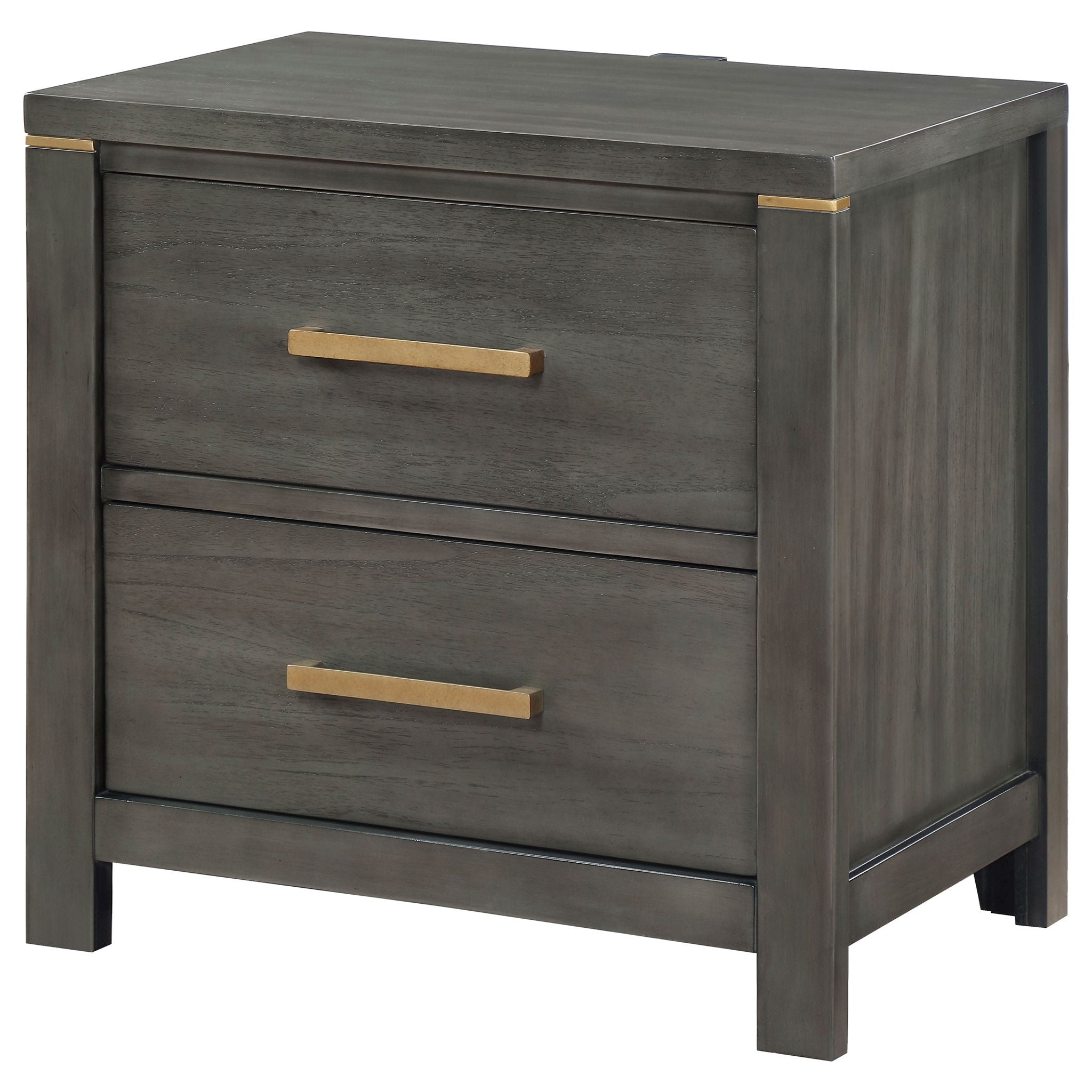 Herndon - 2 Drawer Nightstand With USB Port, Storage Furniture - Gray