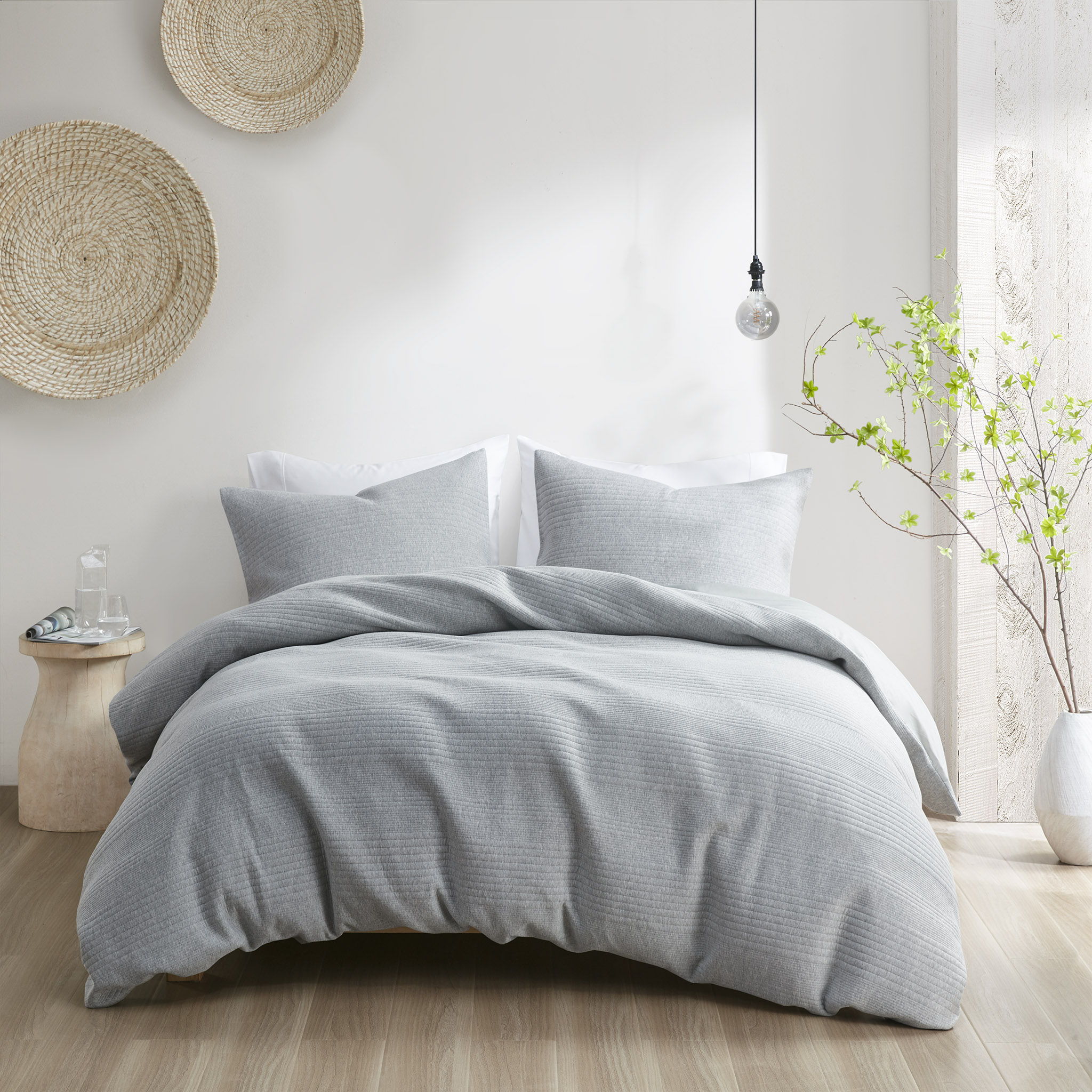 Ellis - 3 Piece Full Duvet Set - Heathered Gray