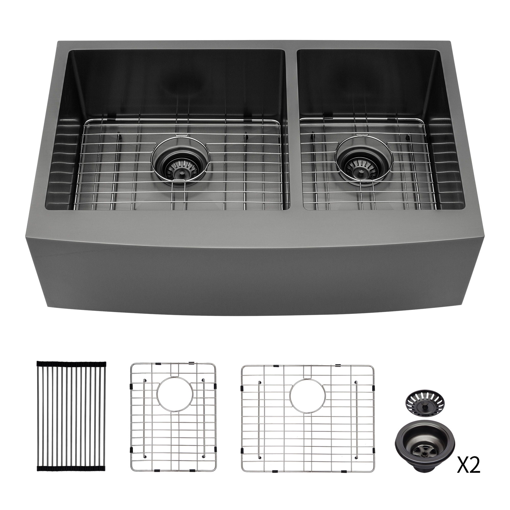 Double Bowl Farmhouse Sink, Stainless Steel Apron Front