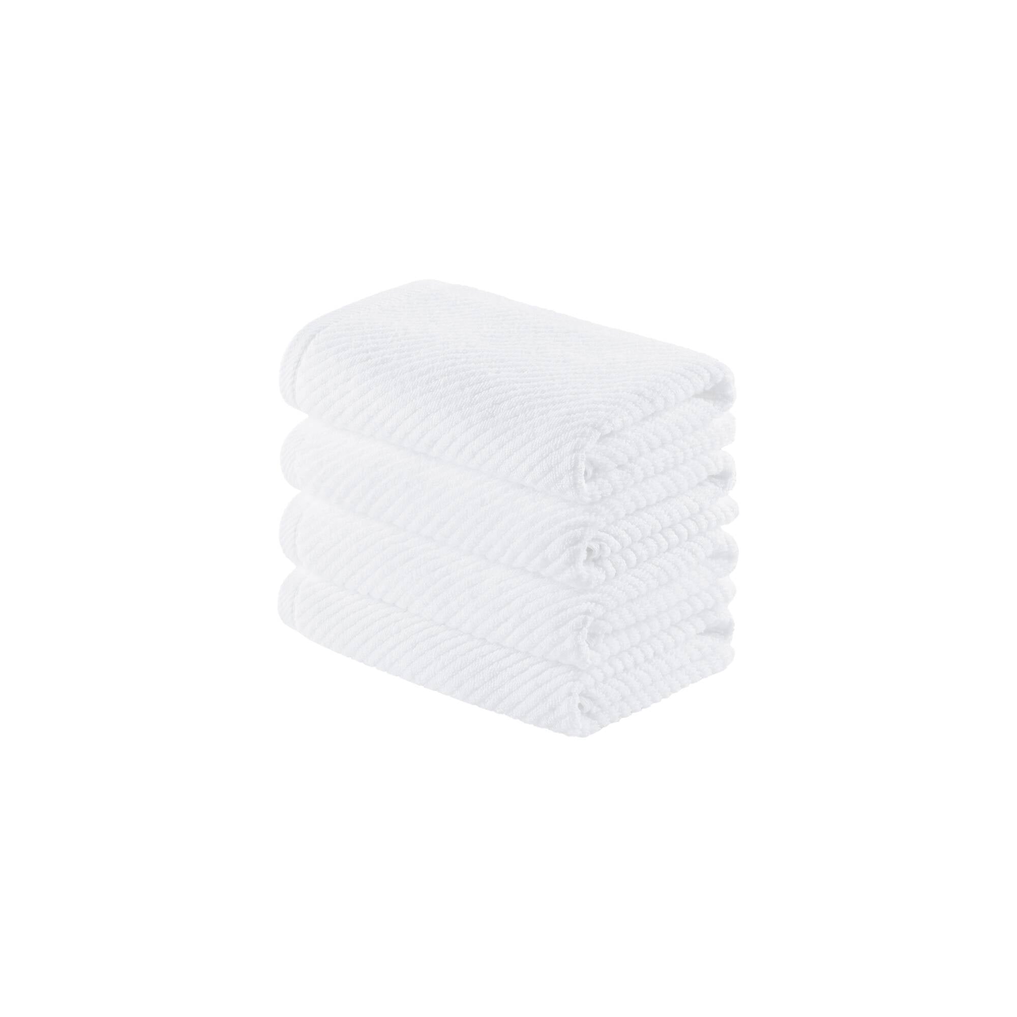Diagonal Ribbed - 4 Piece Hand Towels Set - White