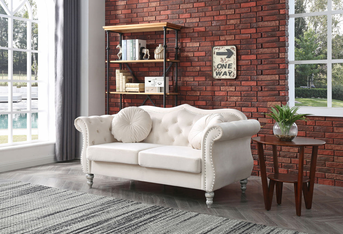 Stylish Flared Arm Loveseat
