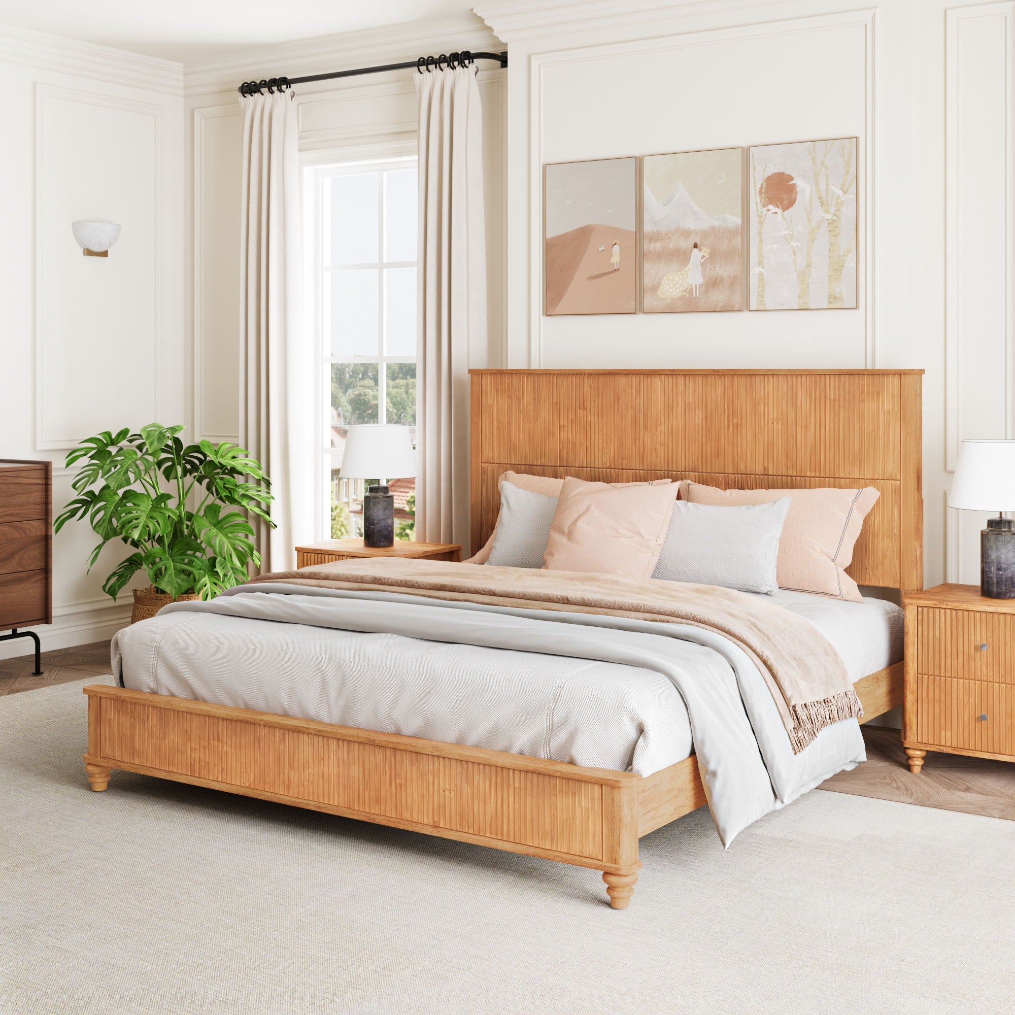 Platform Bed Frame & Tall Headboard