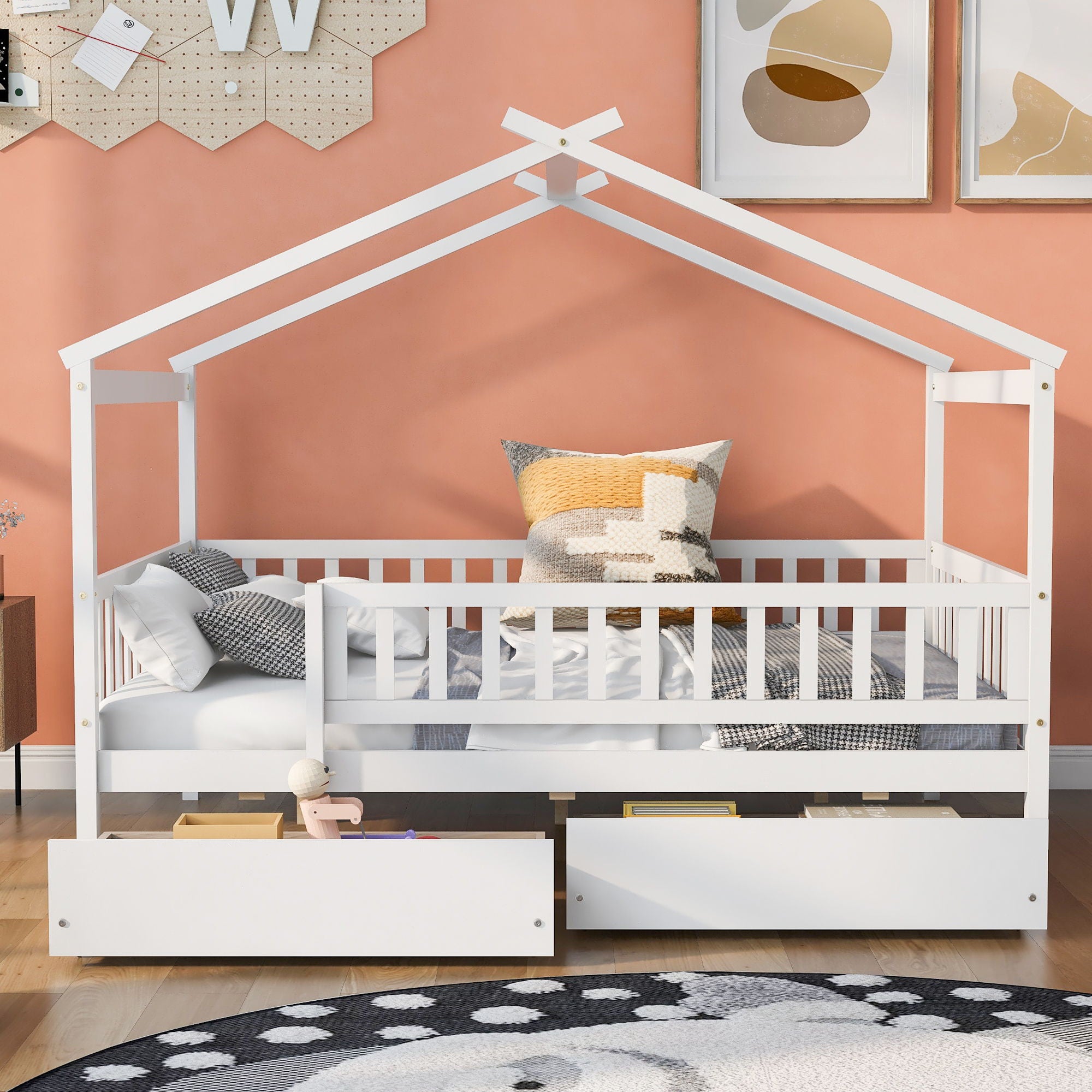 House Bed With 2 Drawers