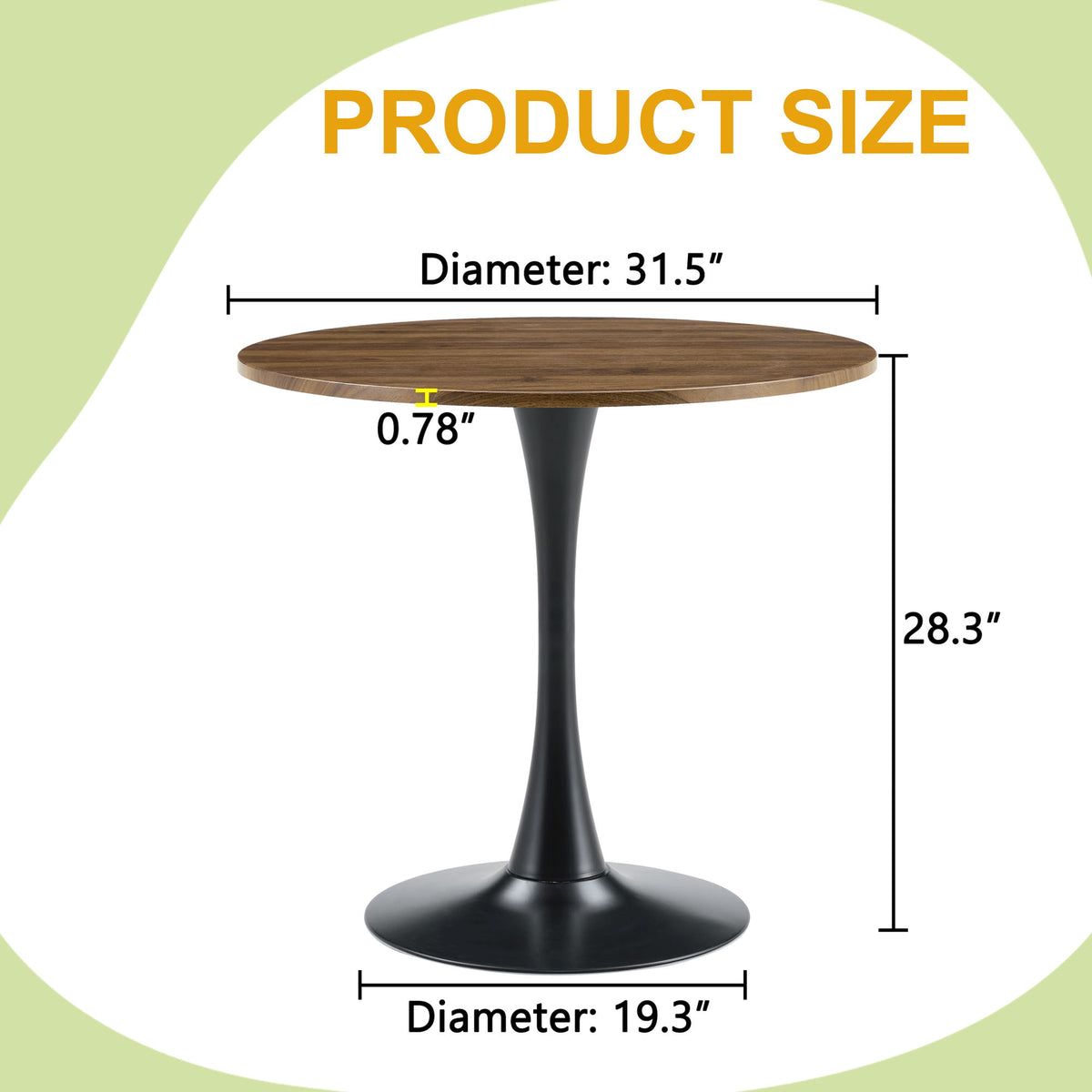 Round Dining Table For Kitchen - Black / Walnut