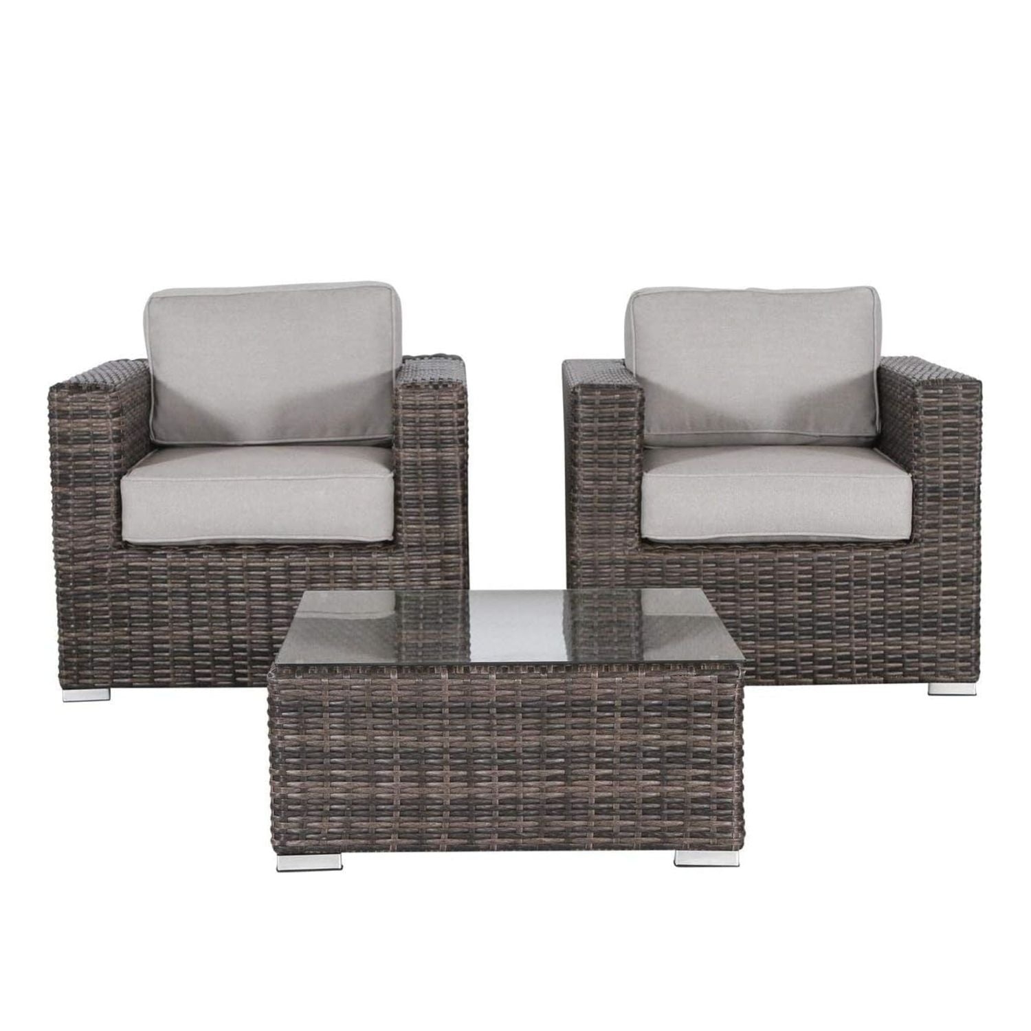 Wicker Seating Group Set With Table And Cushions