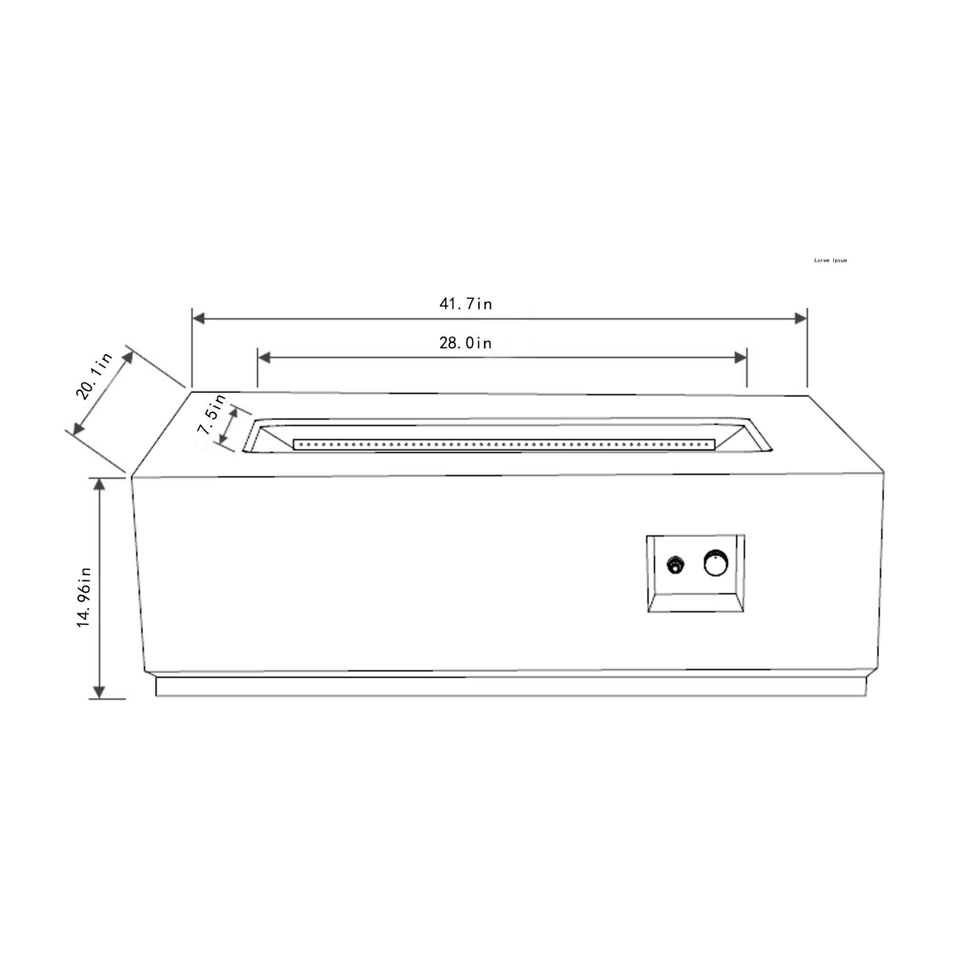 Propane Gas Fire Pit Table, 50000 Btu Rectangular With Glass Wind Guard For Outside - Gray