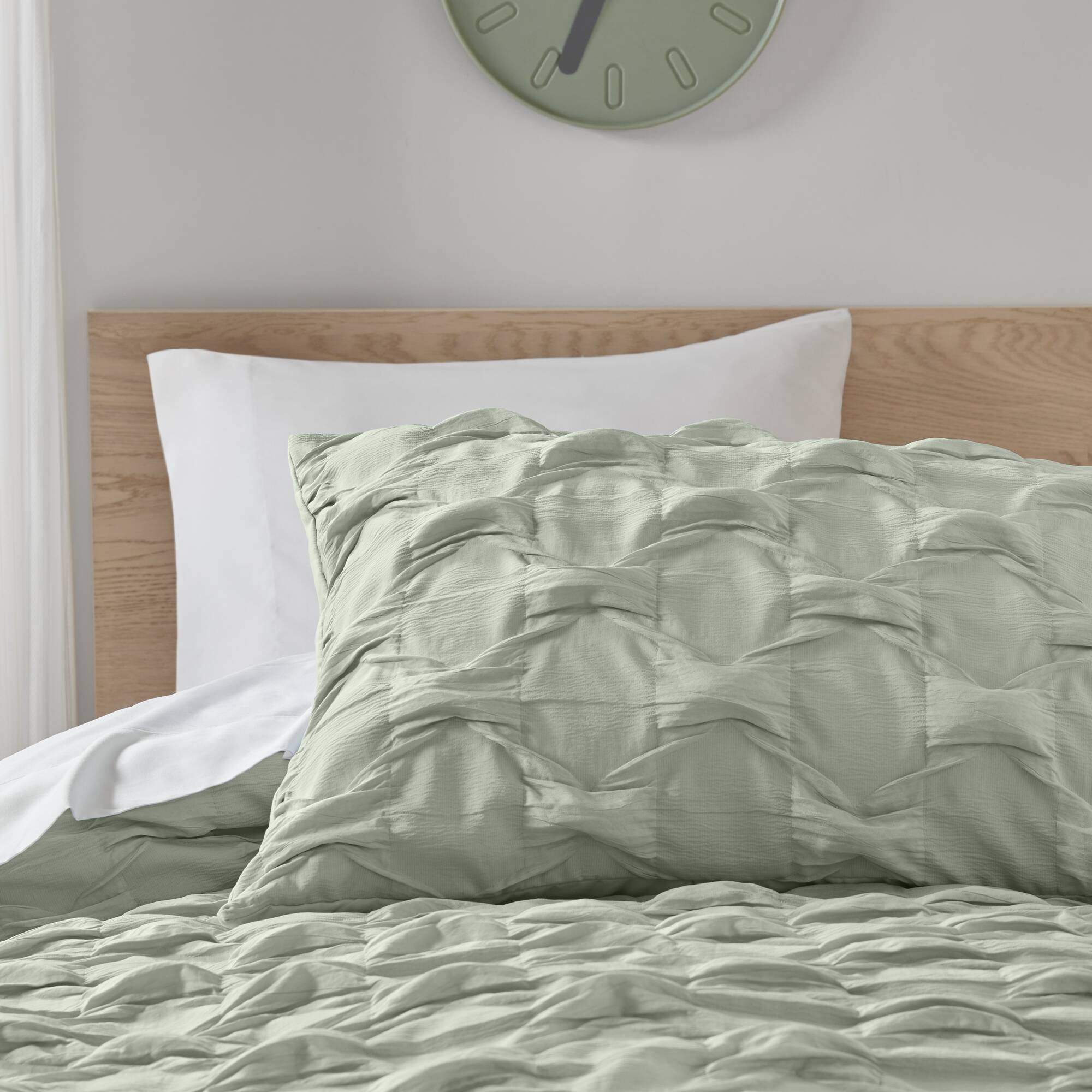 Bailey - Twin/Twin Long Diamond Pucker Comforter Set - Green