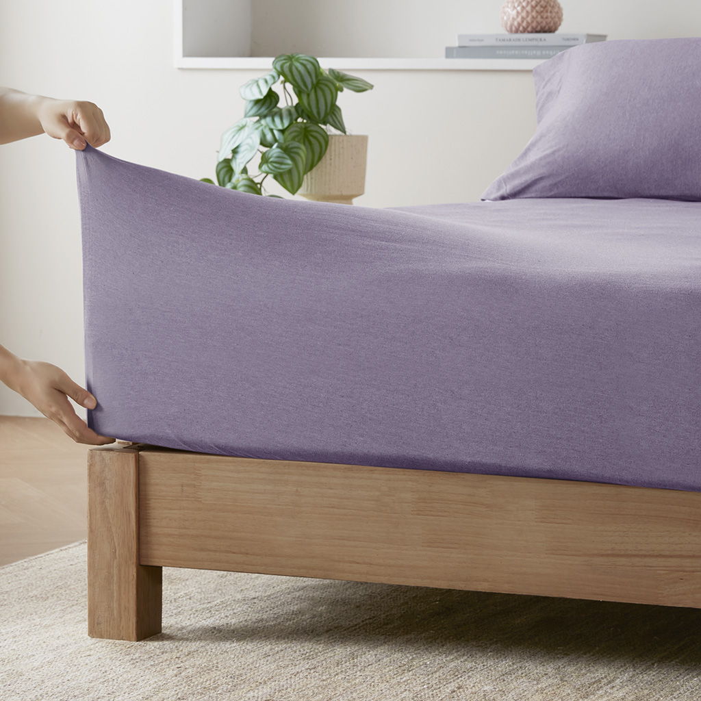 Cotton Blend Jersey Knit - Queen All Season Sheet Set - Purple