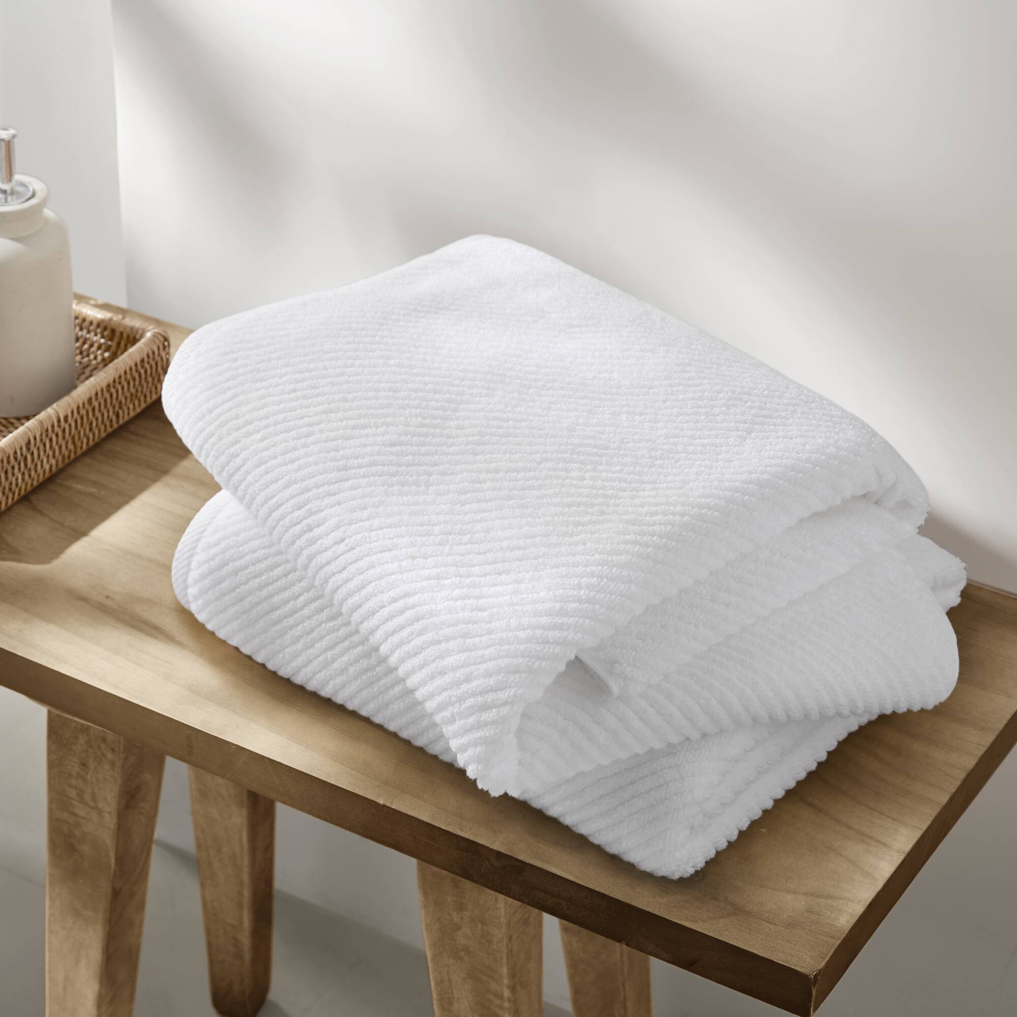 Diagonal Ribbed - 6 Piece Towels Set - White