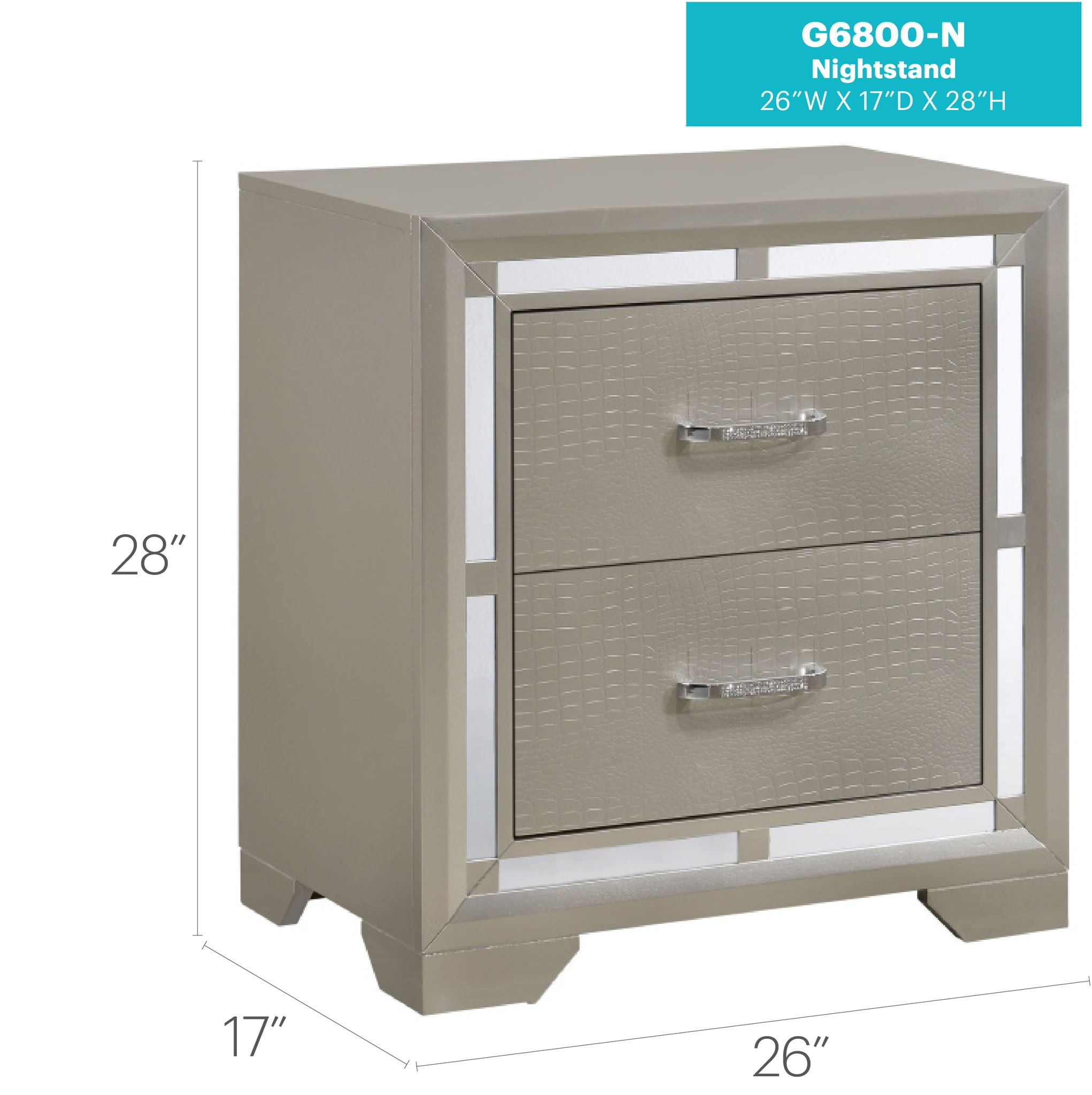 Elegant Nightstand - Silver Champagne