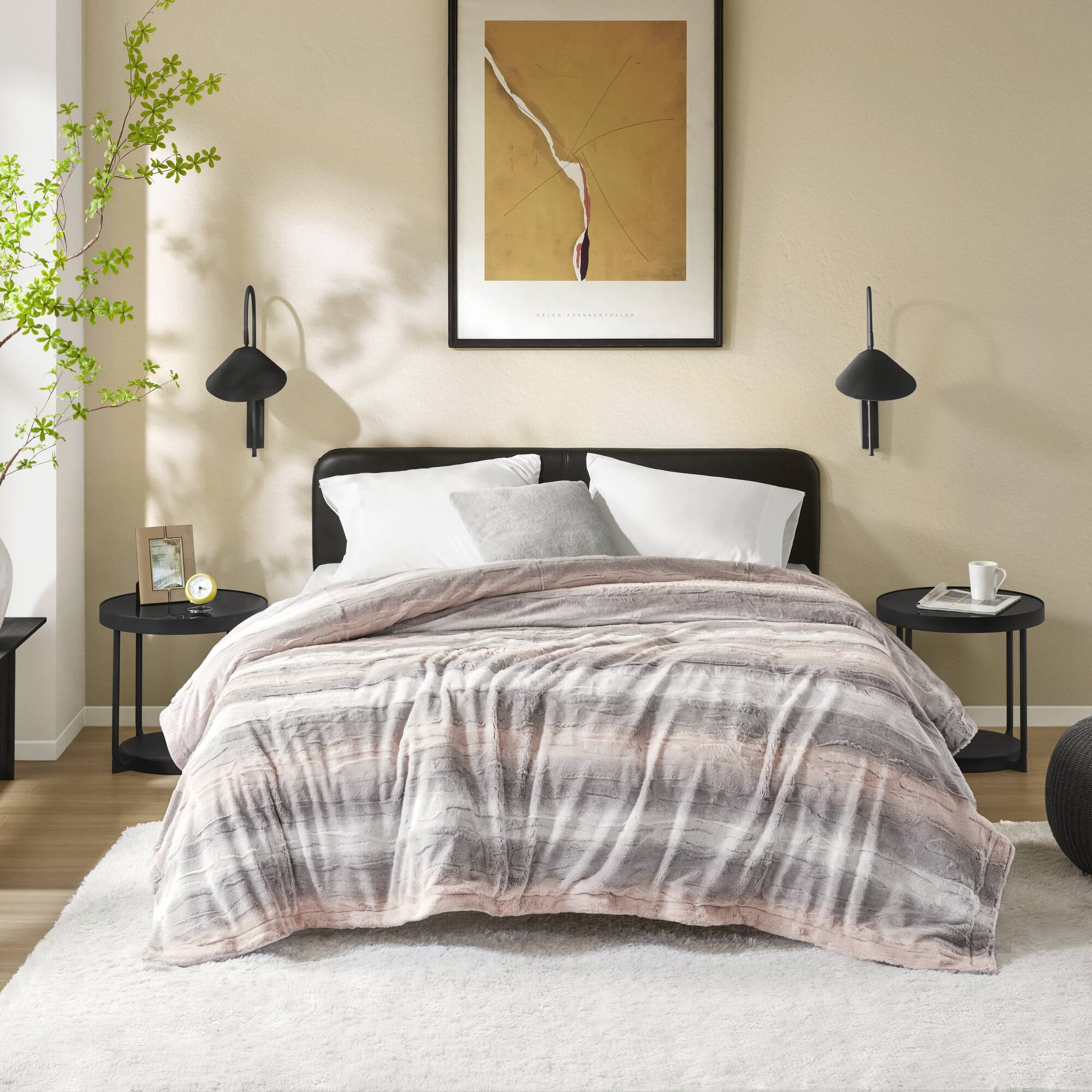 Zuri - 90" x 90" Blanket - Blush / Gray