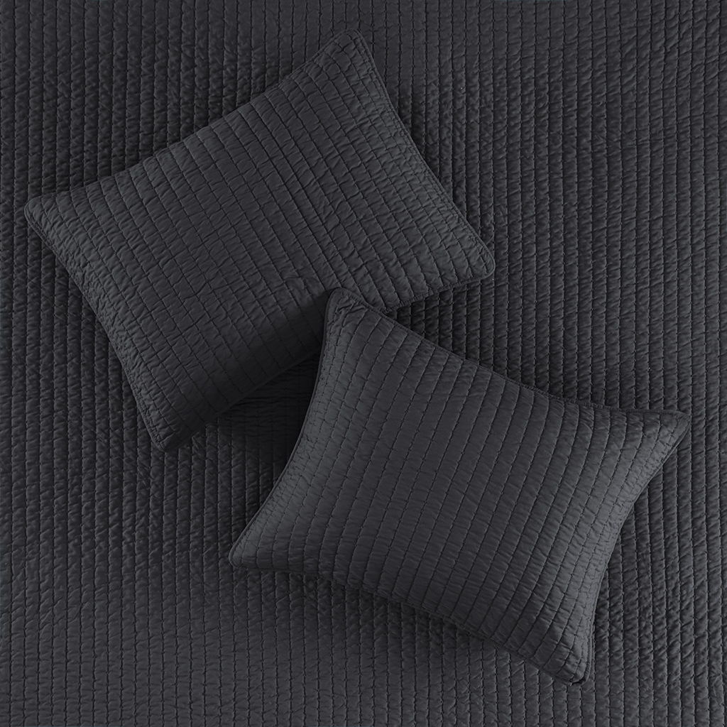 Keaton - King Reversible Coverlet Set - Black