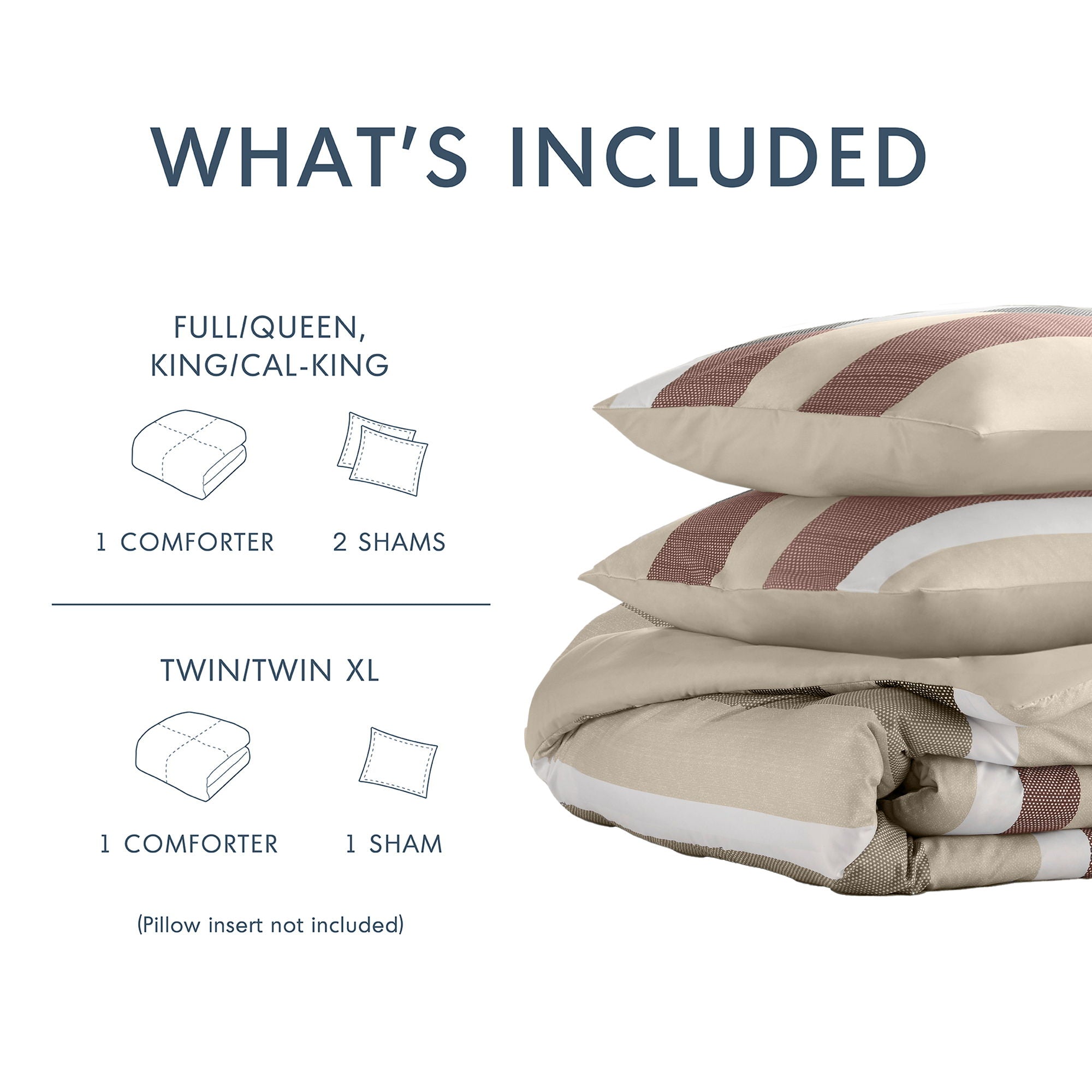 Blais - Twin Stripe Textured Print Comforter Set - Terracotta